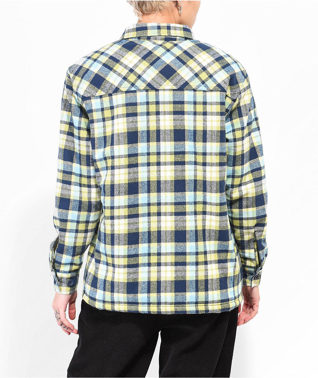 Empyre Cayden Blue & Green Flannel Sherpa Jacket Product Image