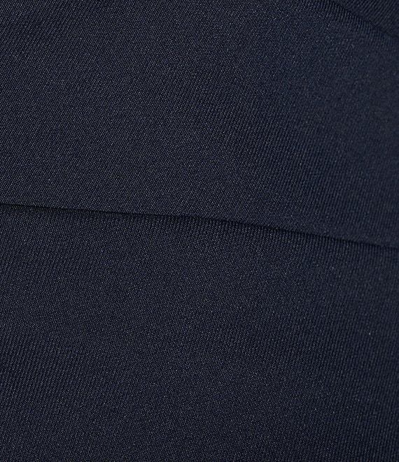 Eliza J Stretch Scuba One Shoulder Organza Flower Cape Pleated Mermaid Gown Product Image