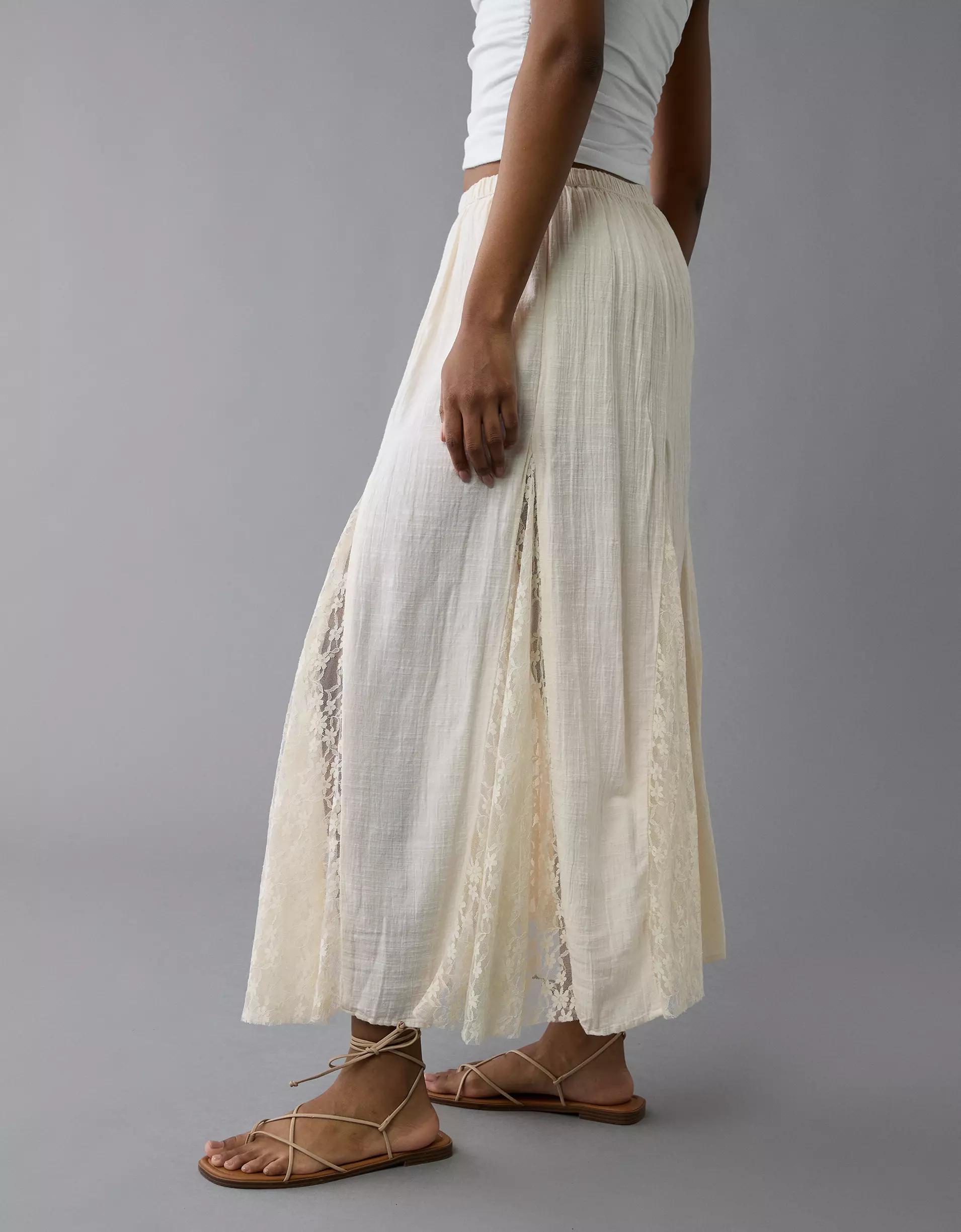 AE High-Waisted Lace Detail Maxi Skort Product Image