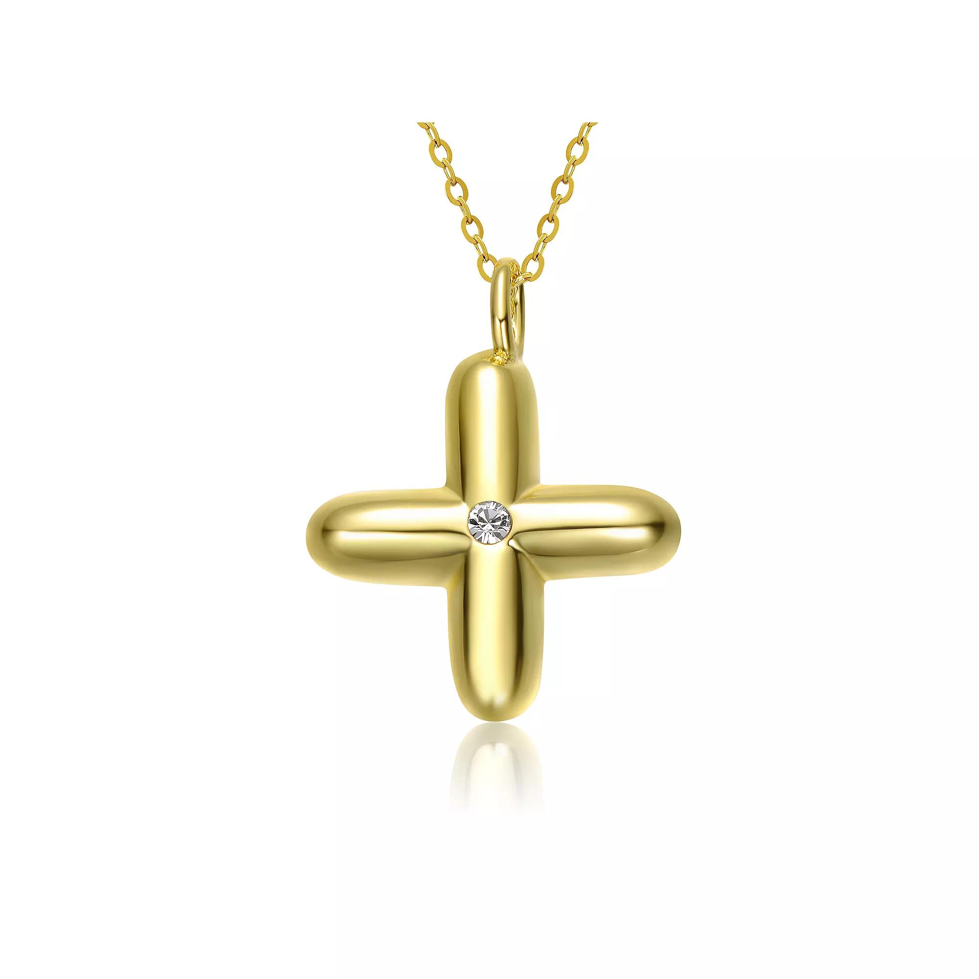 14k Gold Plated Bubble Initial Pendant Necklace, Womens Gold Tone X Product Image