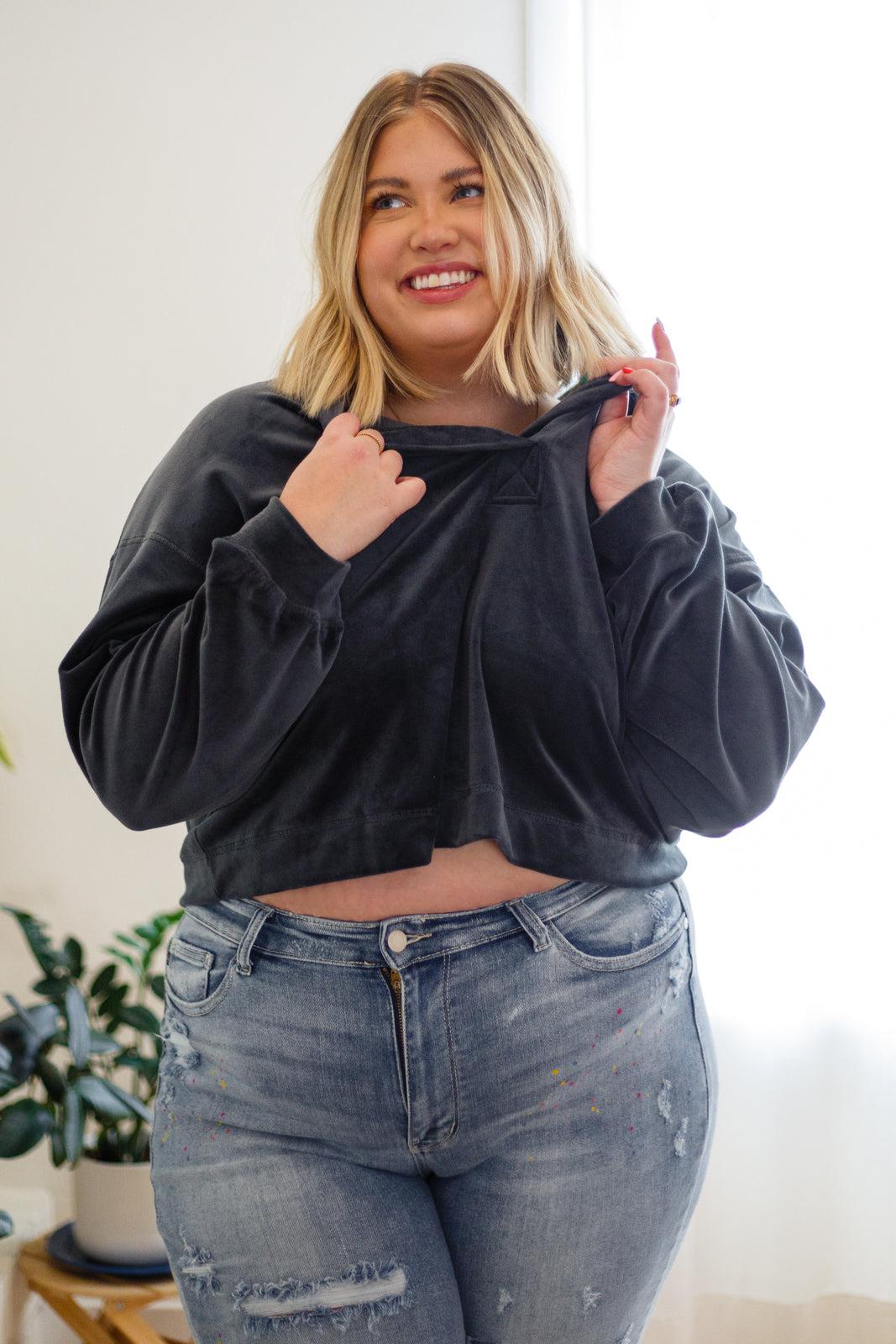 Velvet Icon Hoodie In Grey Blue (Online Exclusive) Product Image