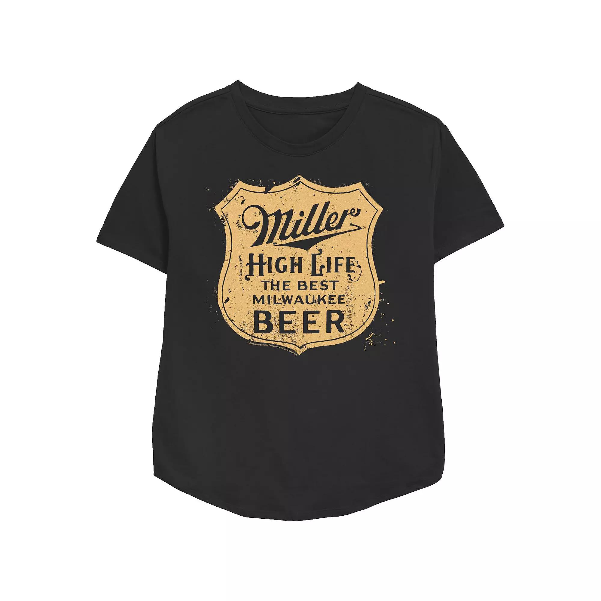 Women's Miller High Life Badge Graphic Tee, Size: XS, Black Product Image