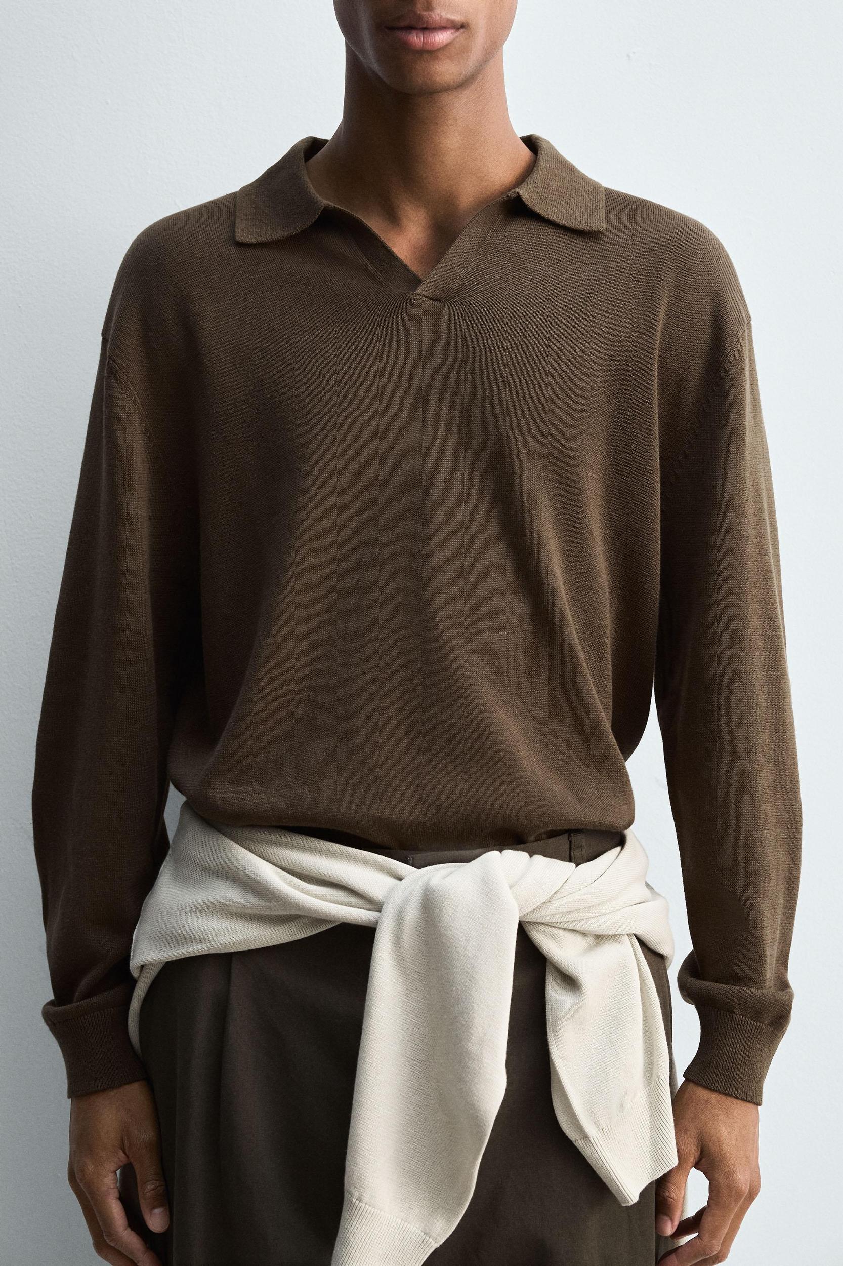 COTTON-HEMP KNIT POLO SHIRT Product Image