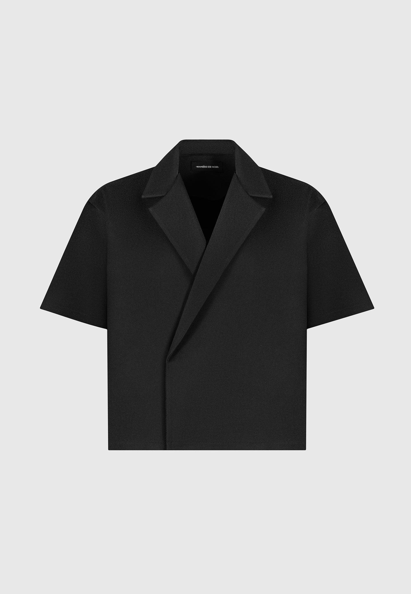 Abel - Boxy Twill Double Breasted Shirt - Black Male Product Image