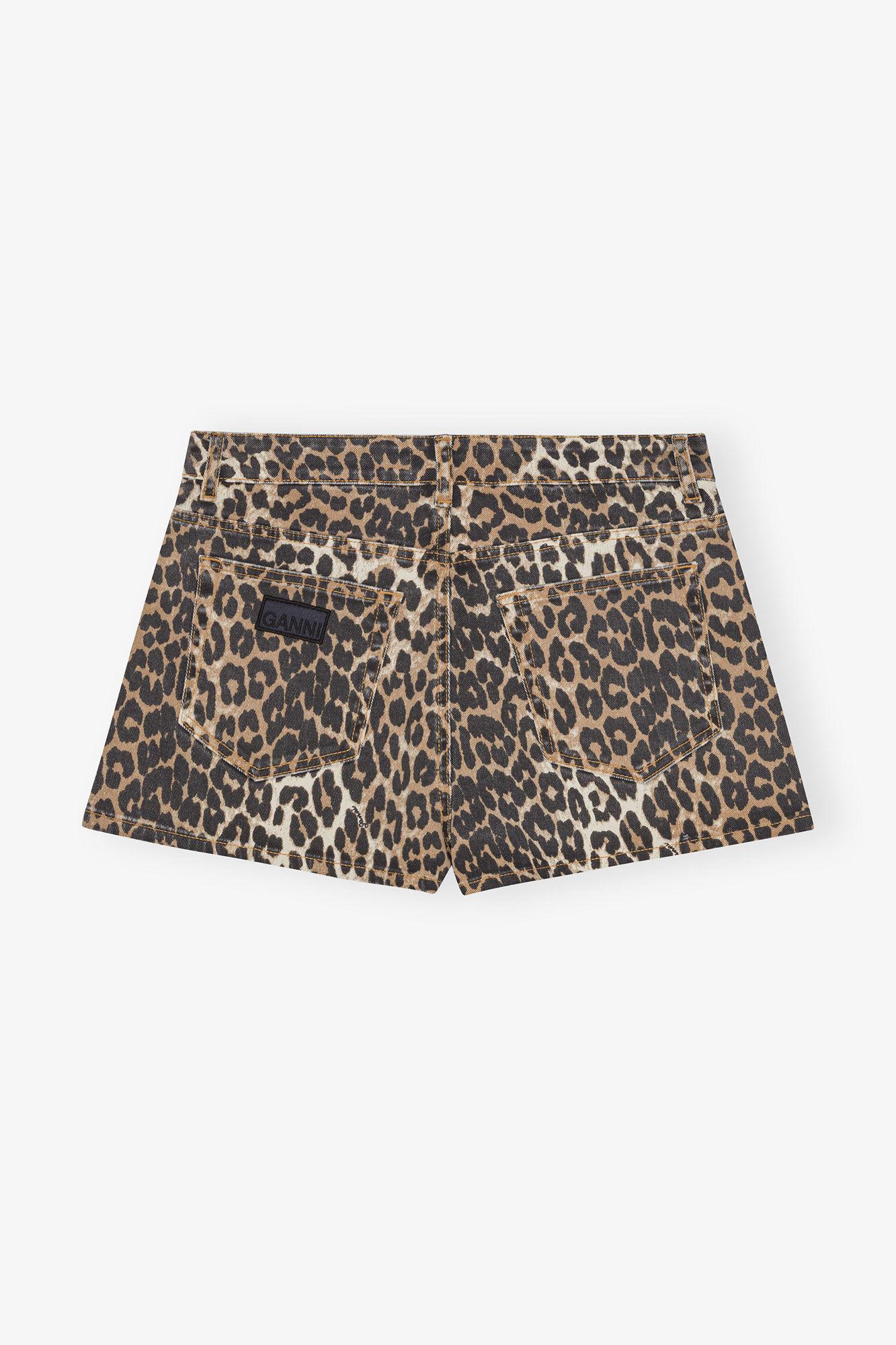 Leopard Denim Shorts Product Image