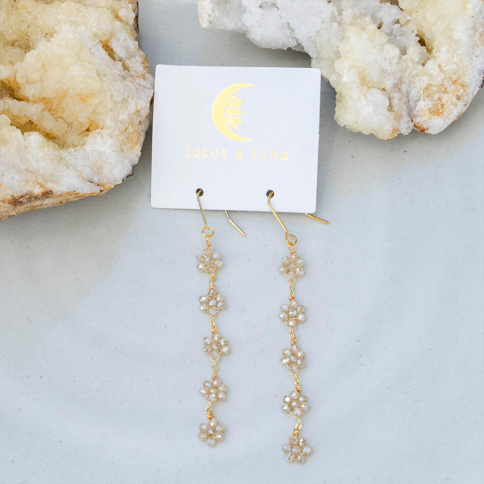 Cream Flower Dangle Earrings Product Image