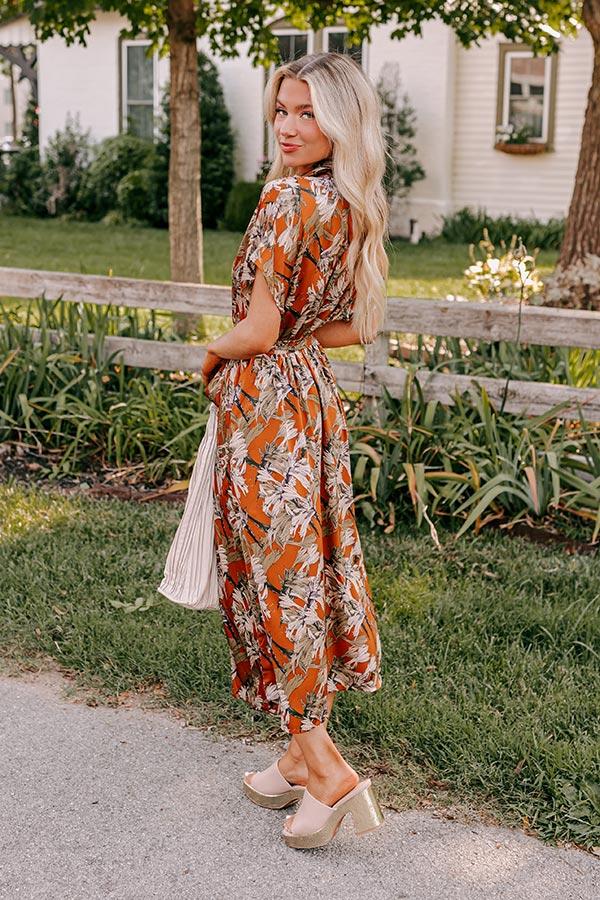 Vineyard Charm Satin Midi in Copper Product Image