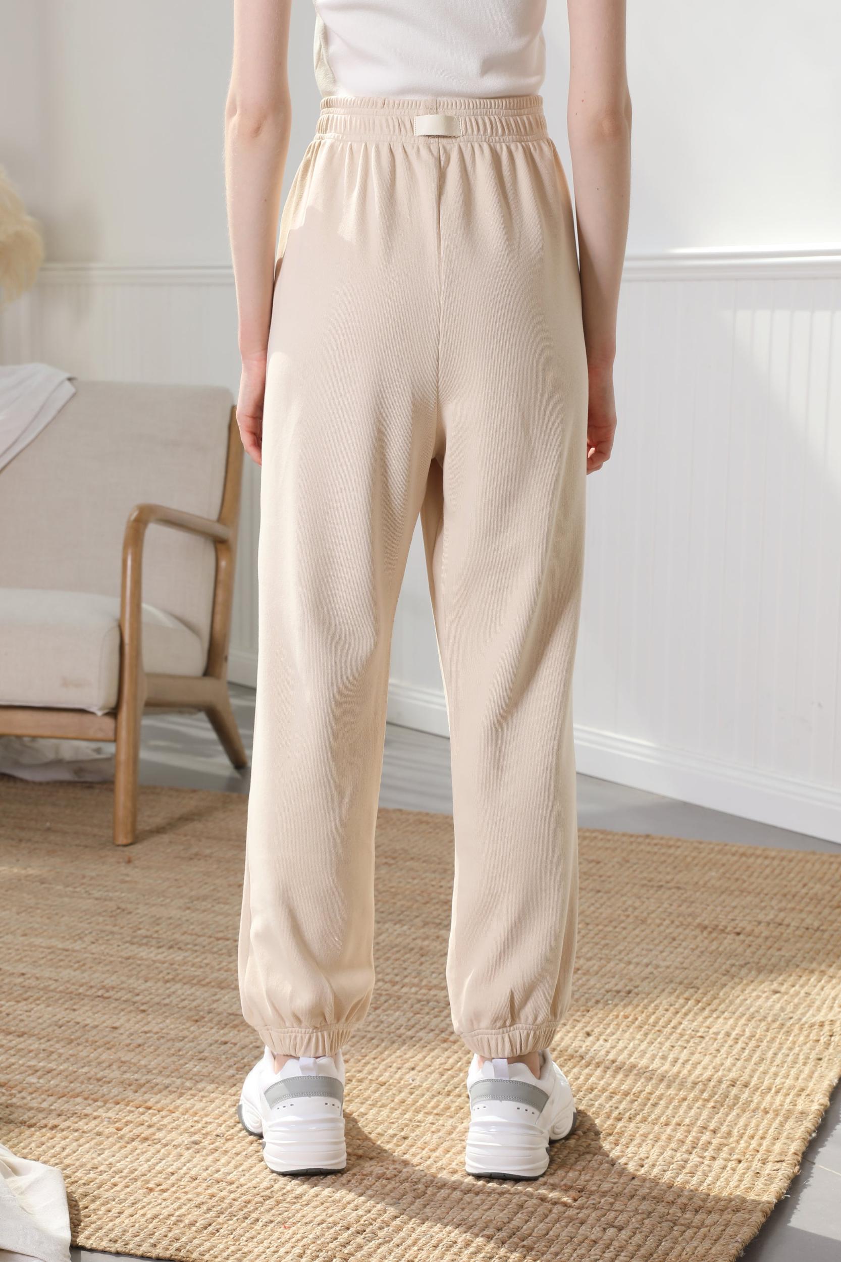 High Waisted Sweatpants Creamy Beige Product Image
