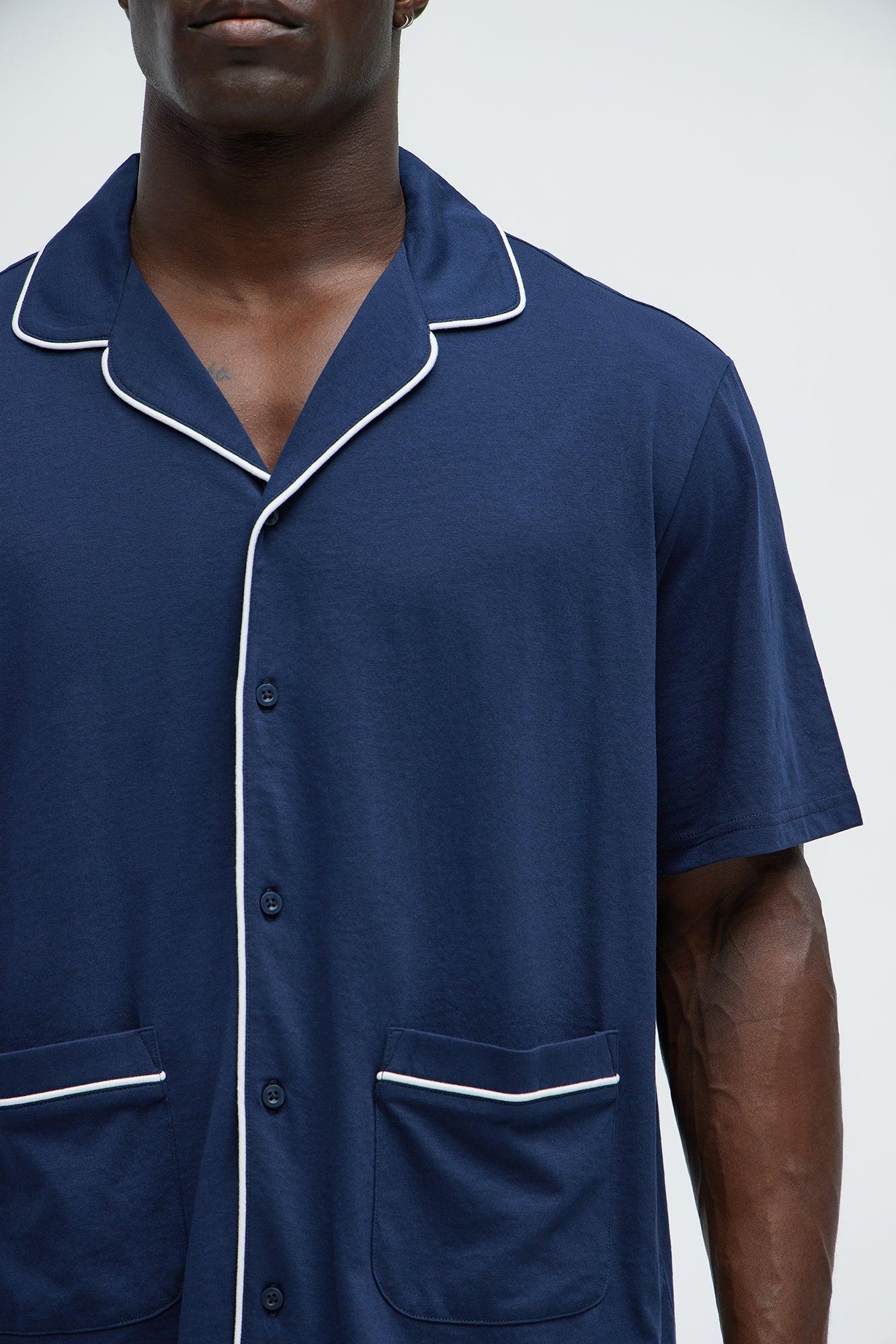 Modern Relaxed Pajama Short Sleeve - Navy Product Image