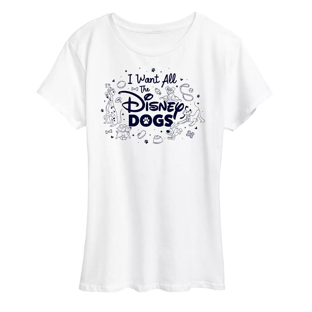 Disney Dogs Women's I Want All The Dogs Graphic Tee, Girl's,  Product Image