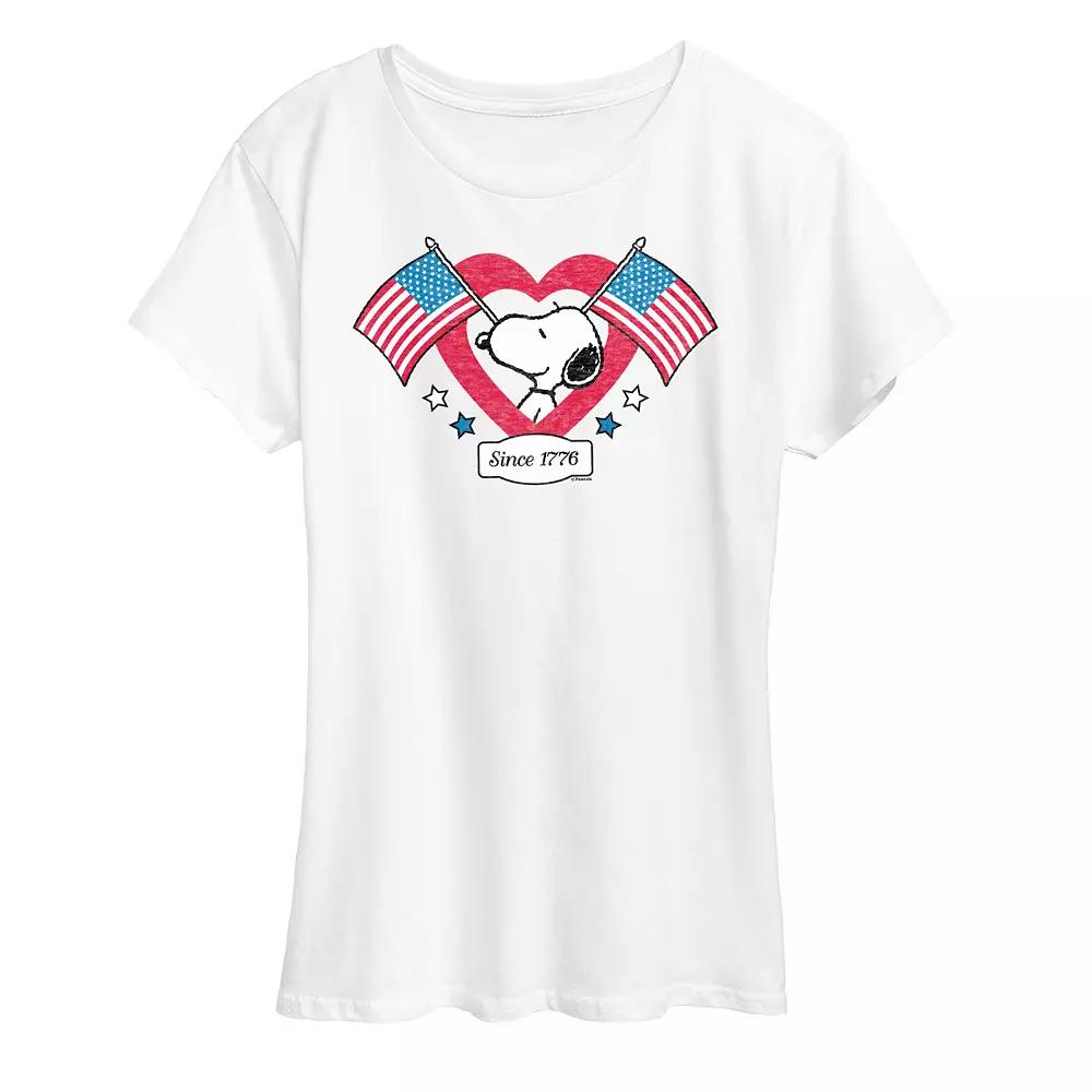 Women's Peanuts Snoopy Since 1776 Flag Heart Graphic Tee,  Product Image