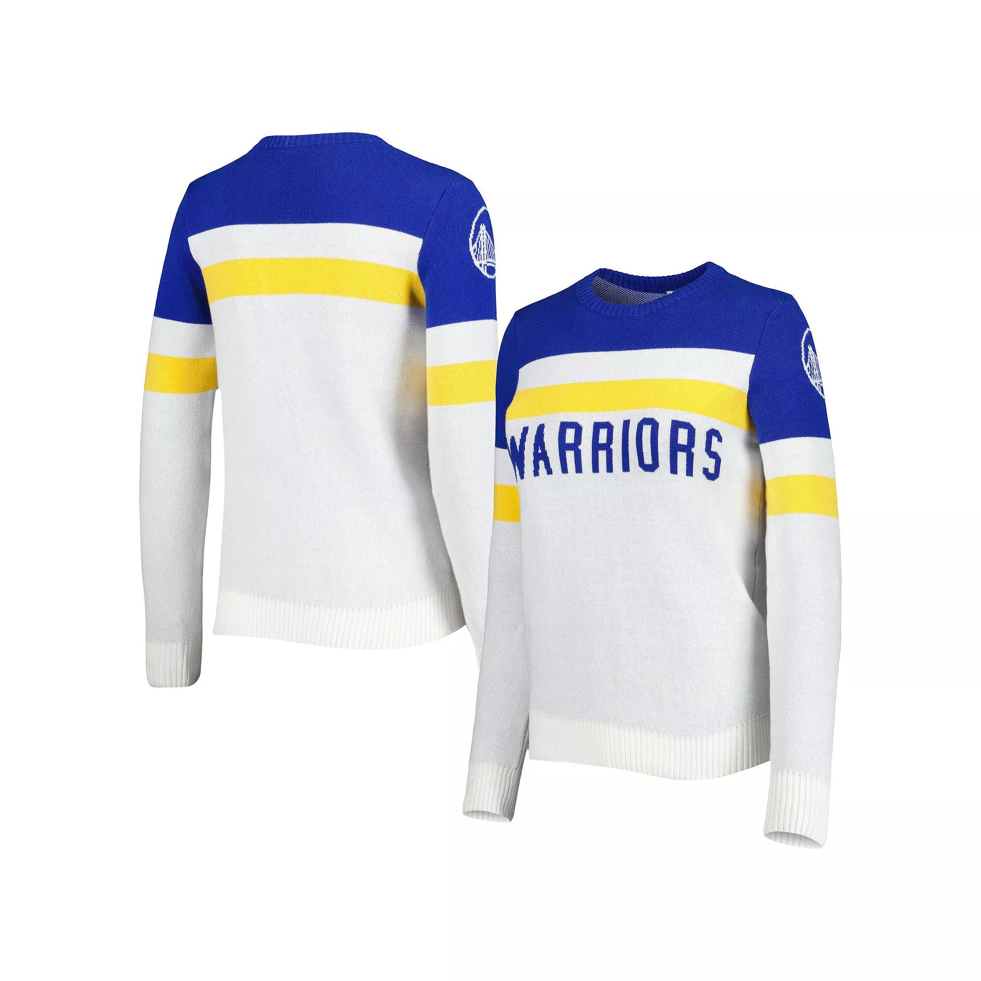 Women's Lusso Royal/Cream Golden State Warriors Dominique Pullover Sweater,  Product Image