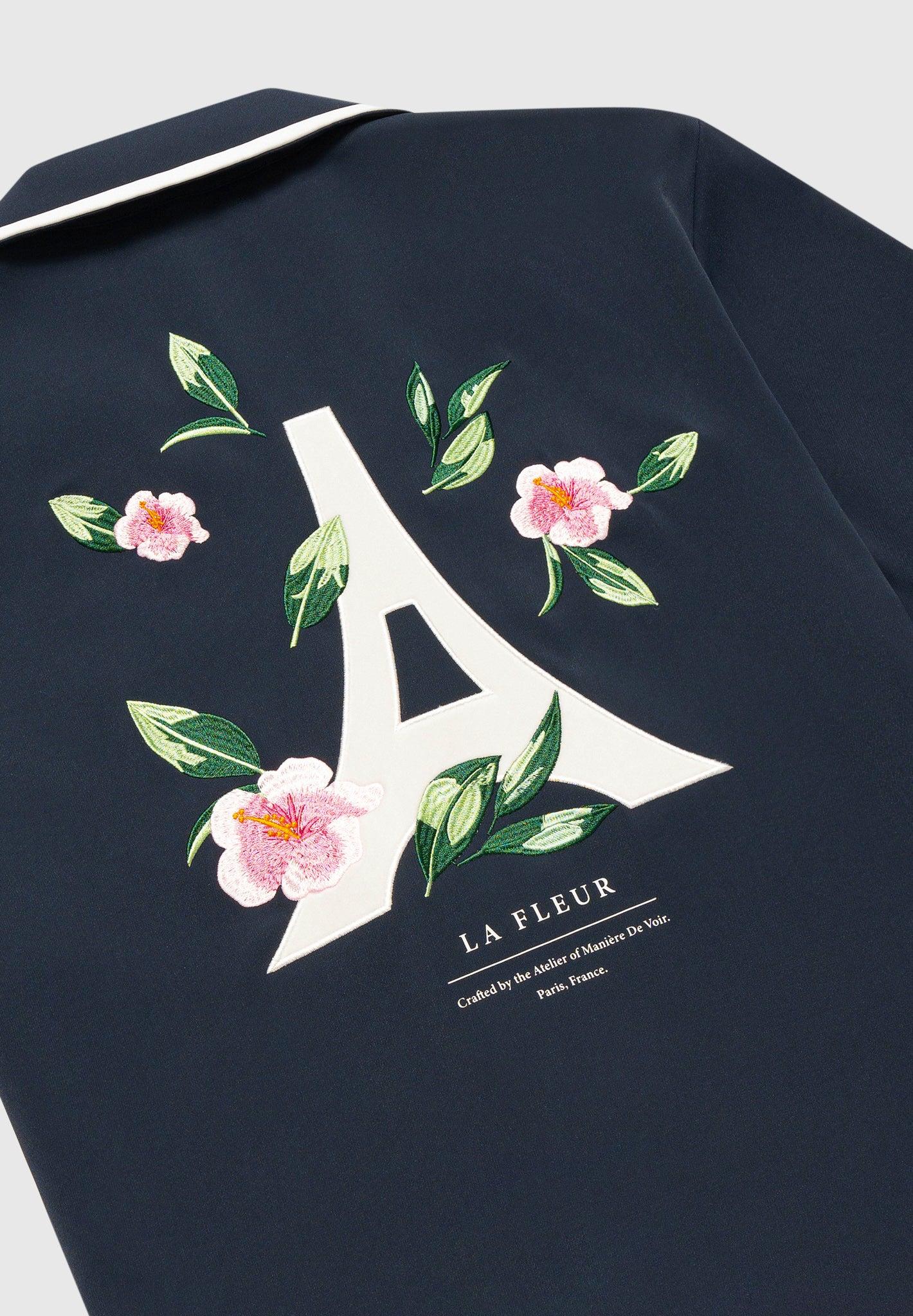 Owen - Velvet Eiffel Bowling Shirt - Navy/White Male Product Image