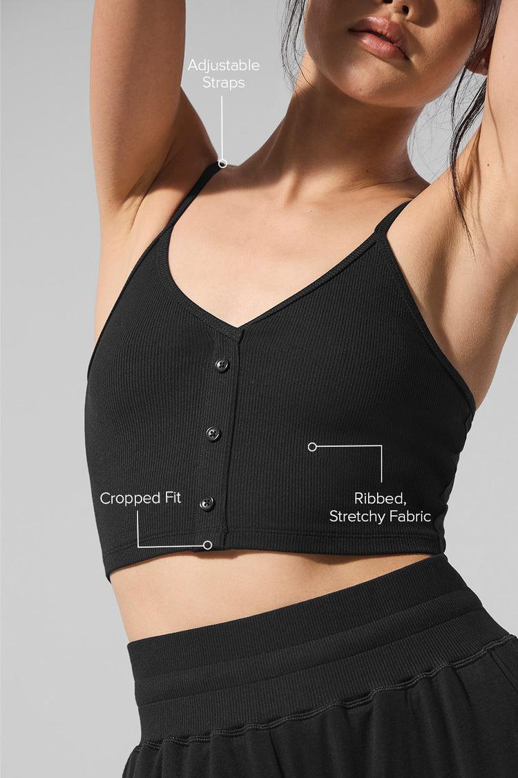 Ribbed Delicate Lounge Tank - Black Product Image