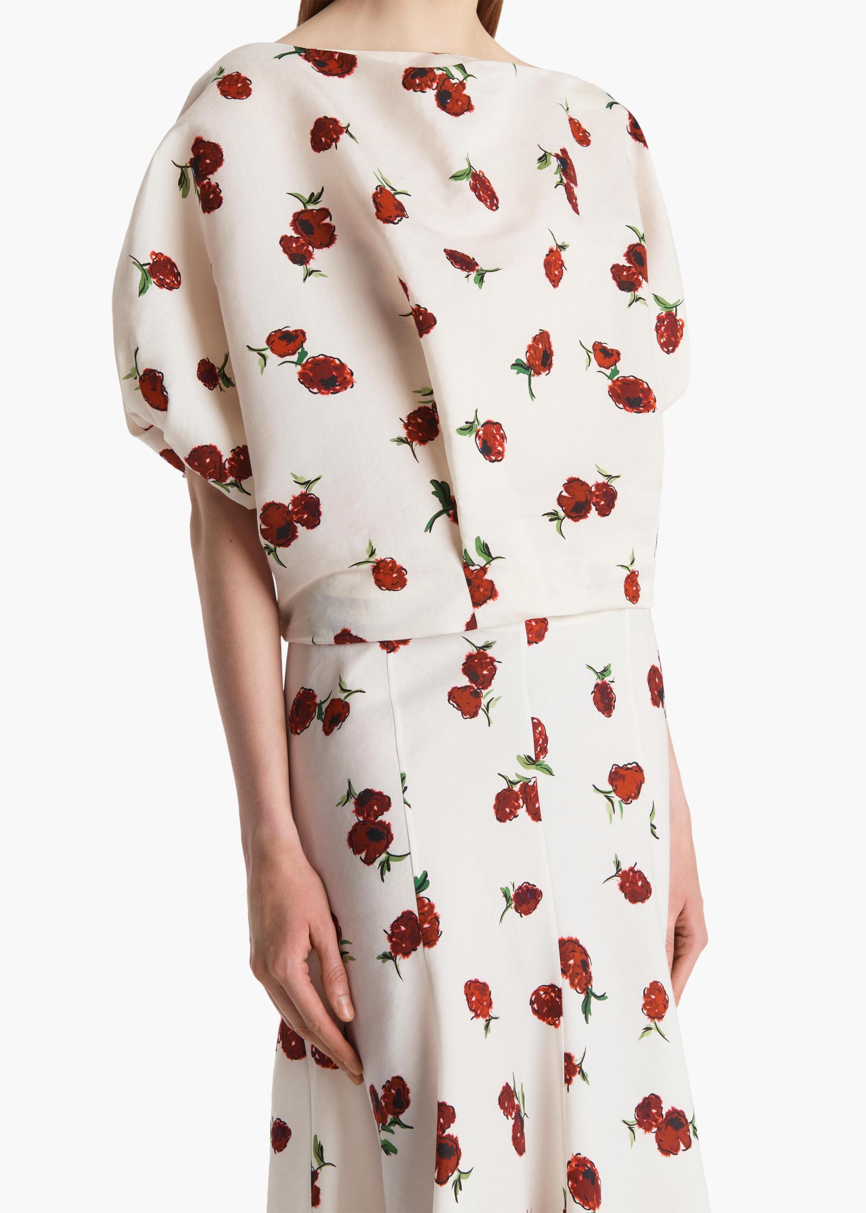 Niles Top in Cream with Raspberry Print Product Image