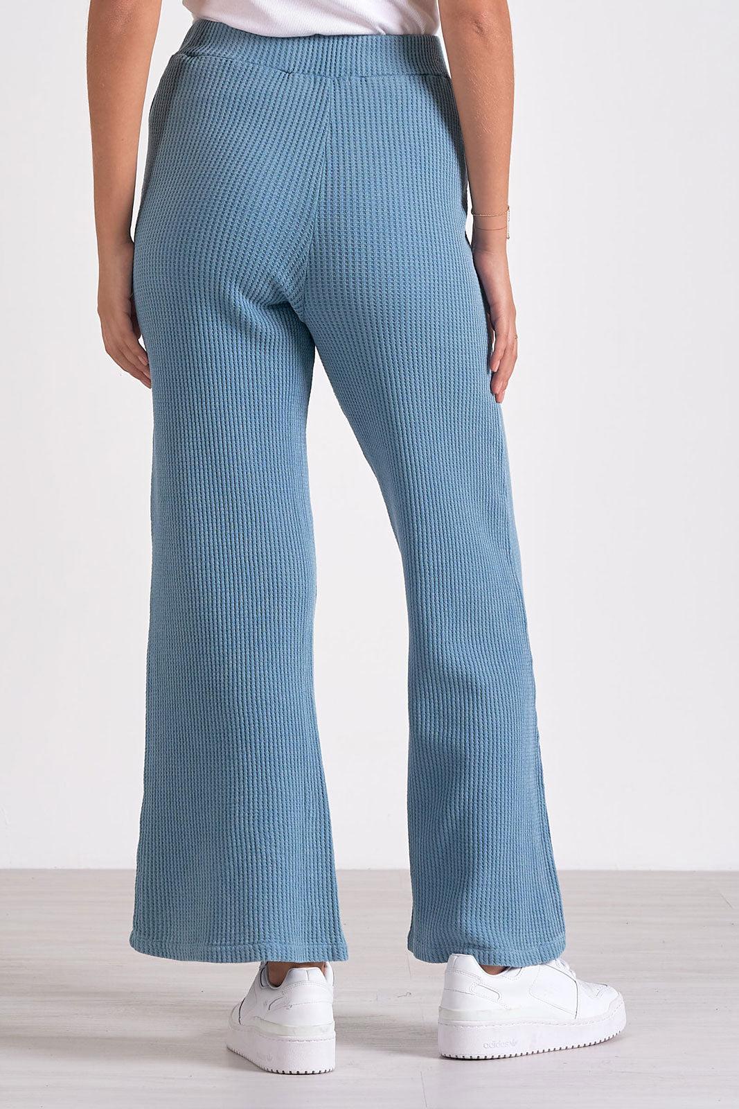 Blue Ribbed Lounge Pant Product Image
