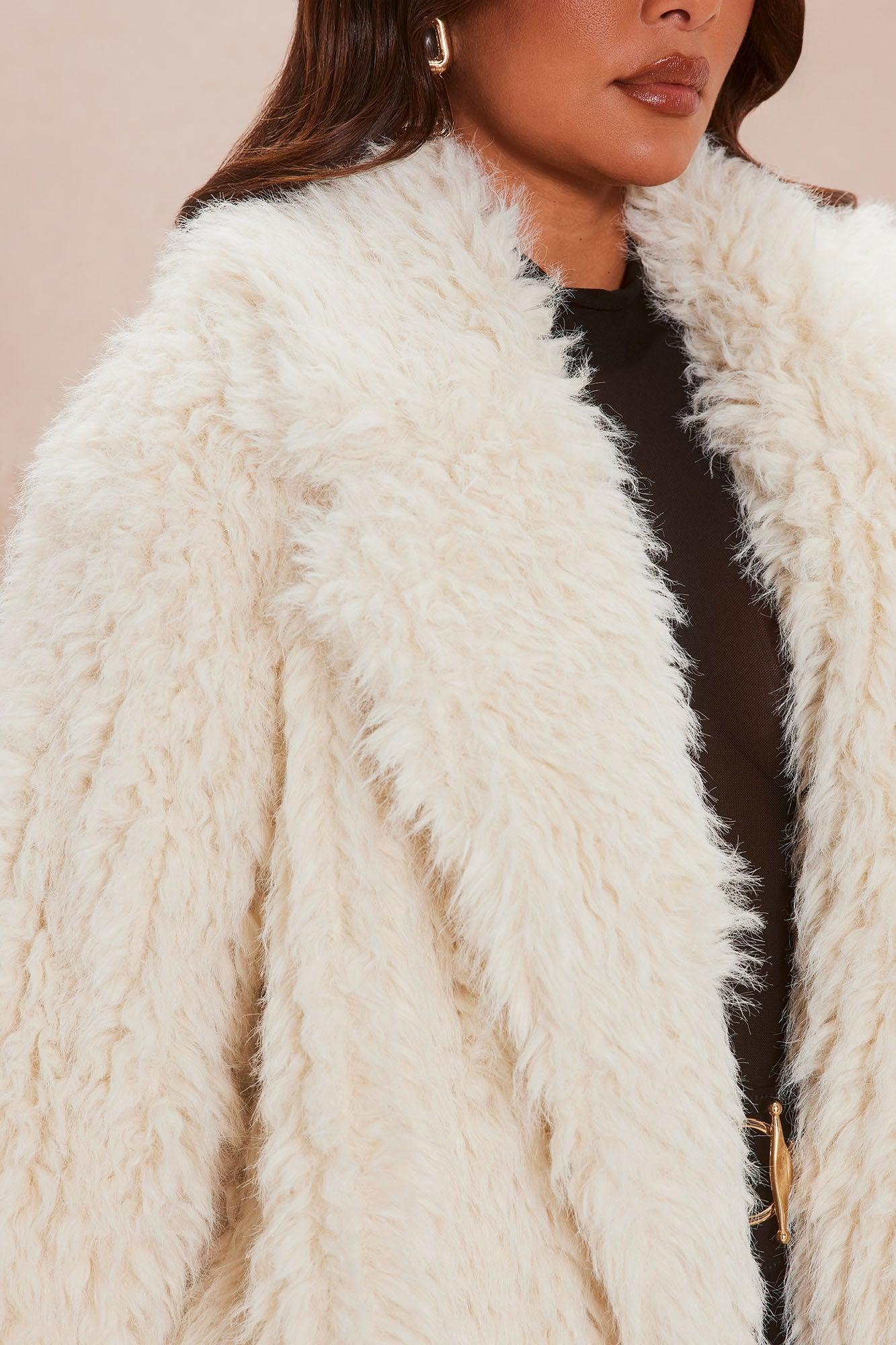 Catherine Faux Fur Coat - Cream Female Product Image