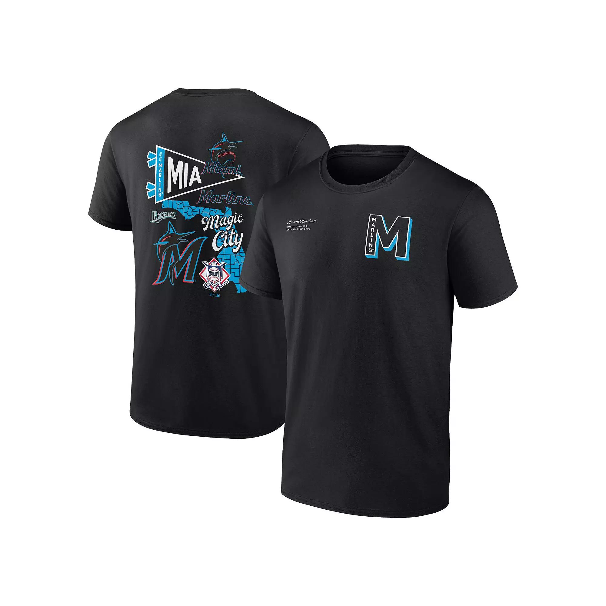 Men's Fanatics Branded Black Miami Marlins Split Zone T-Shirt, Size: Medium Product Image