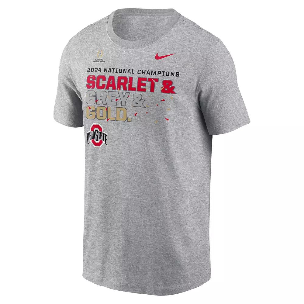 Men's Nike Ohio State Buckeyes College Football Playoff 2024 National Champions Arch Over Logo Short Sleeve T-Shirt, Size: Medium, Gray Product Image