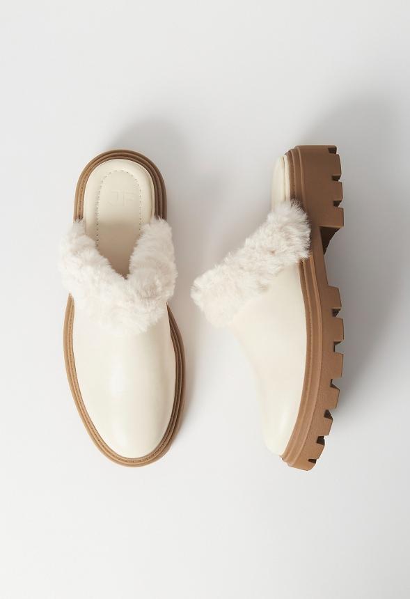 JustFab Margaux Platform Loafer Pump Womens Black/ White Size 8.5 Product Image