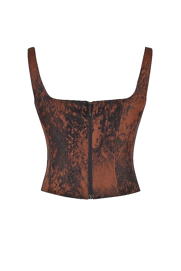 Rafa  antique copper satin longline corset Product Image