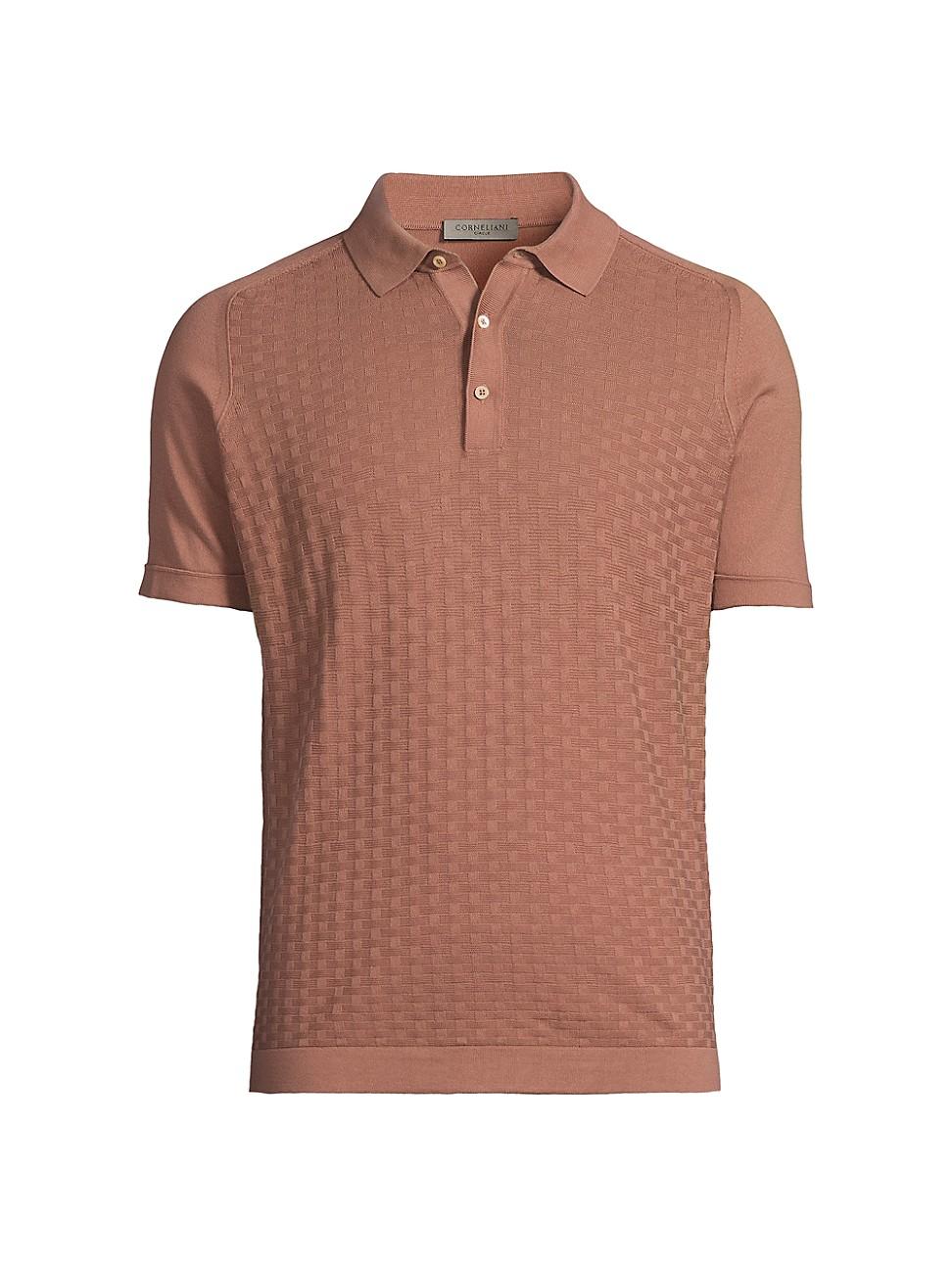Mens Textured Cotton Polo Shirt Product Image