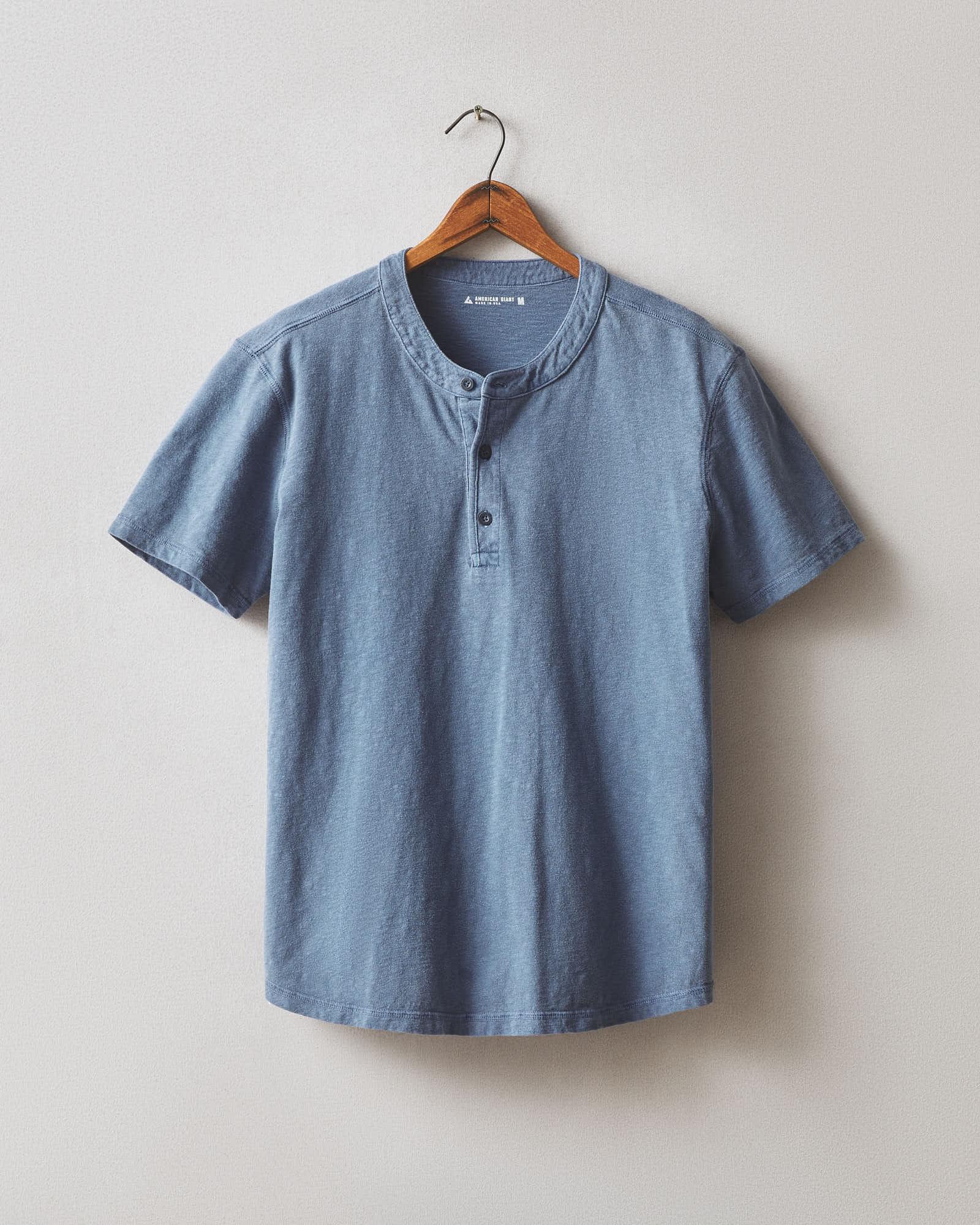 Men's Broken-In Premium Slub Henley Tee - Washed Denim Product Image