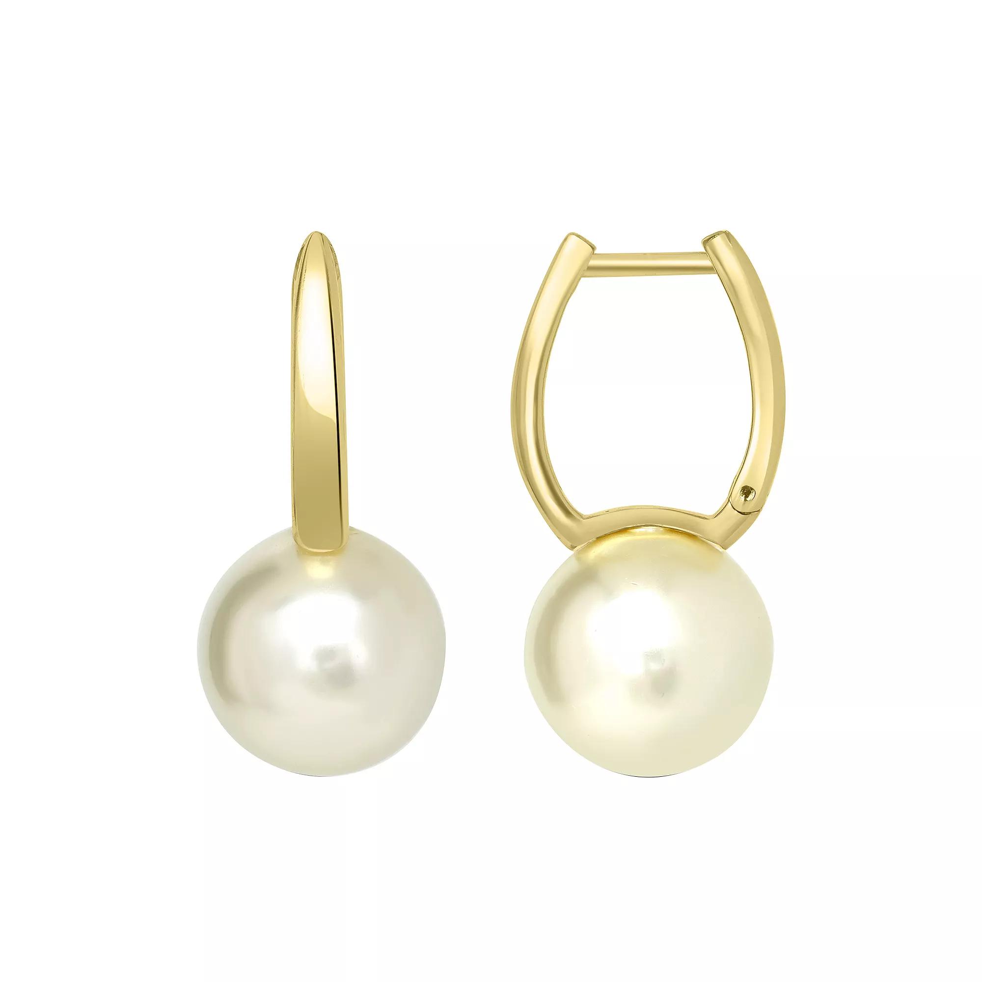 Gemistry 14k Gold Over Sterling Silver Stone Ball Huggie Earrings, Women's, White Product Image