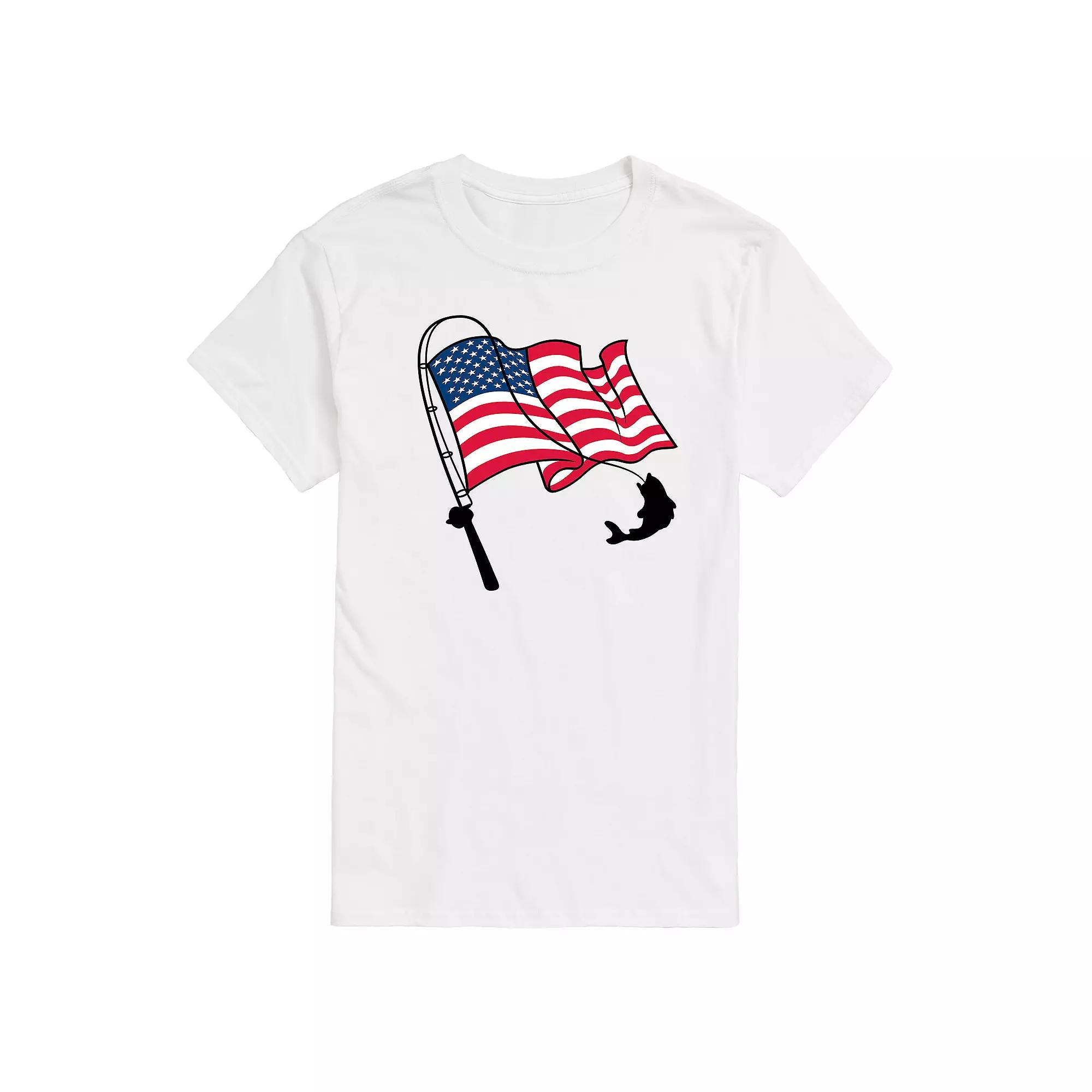 Men's Fishing Rod Flag Pole Graphic Tee,  Product Image