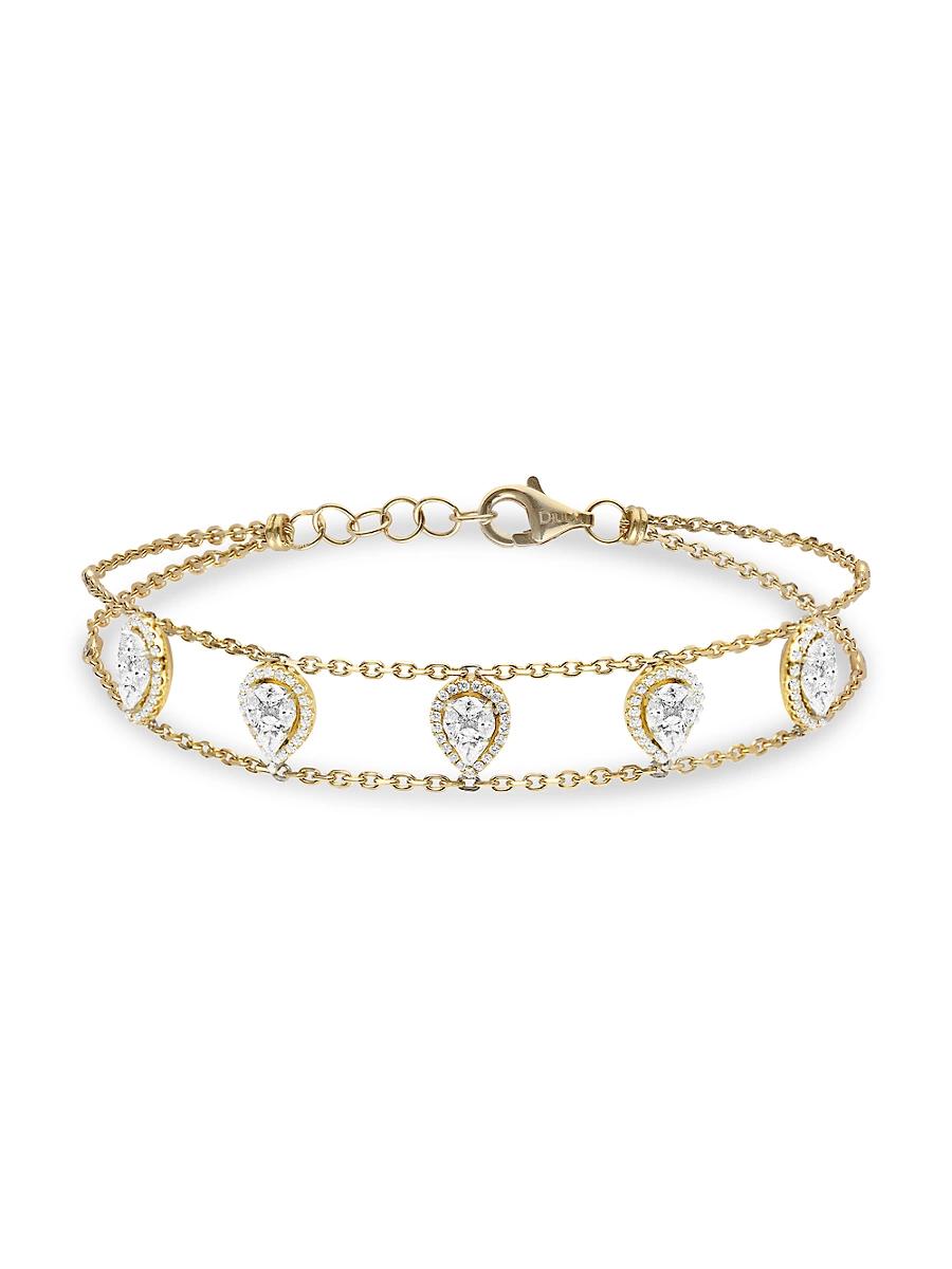 Womens Marquise 18K Yellow Gold & Five Diamond Bracelet Product Image