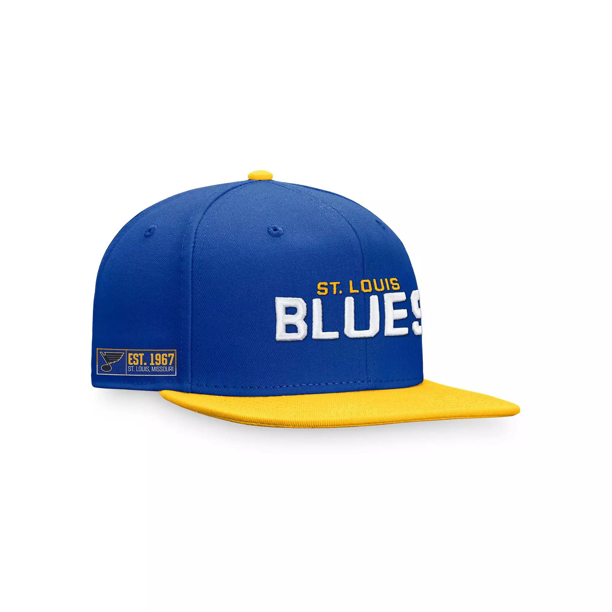 Men's Fanatics Branded Blue/Gold St. Louis Blues Iconic Color Blocked Snapback Hat Product Image