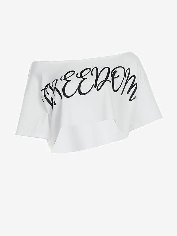Monogrammed Printed Slouchy Shoulder Short Sleeves Product Image