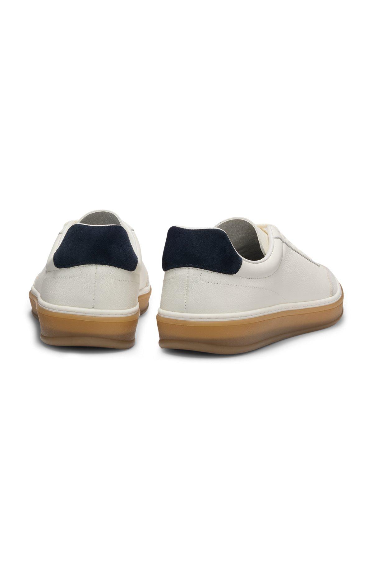 BOSS - BECKHAM x BOSS leather trainers with suede trims - White Product Image