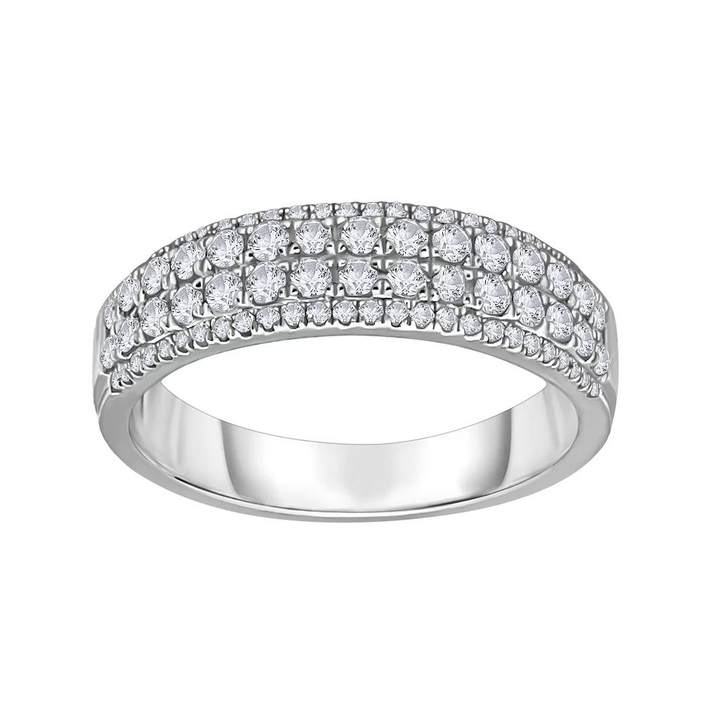14k White Gold 1/2 Carat T.W. Diamond Multi-Row Wedding Band, Women's, Size: 7 Product Image