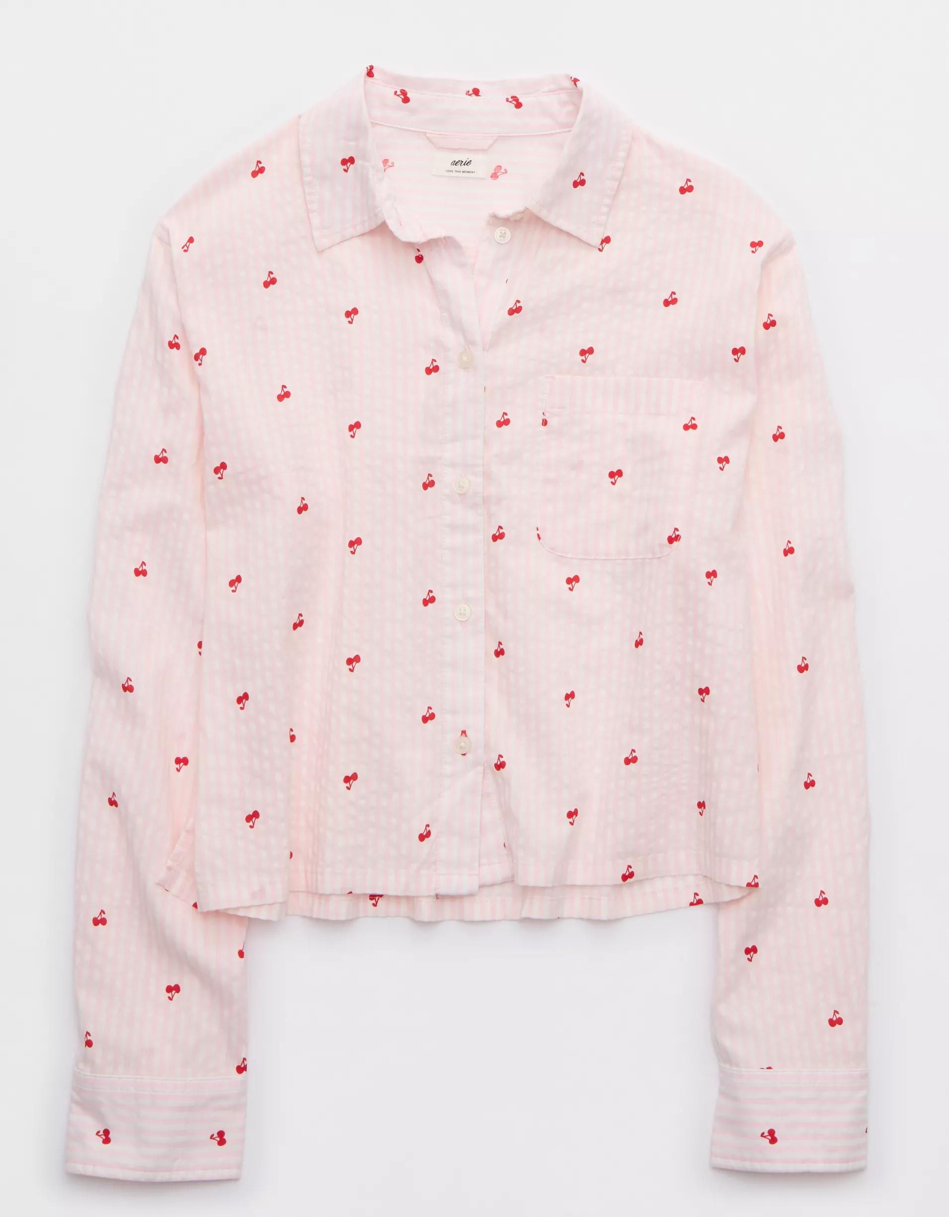 Aerie Off-Duty Seersucker Pajama Shirt Product Image