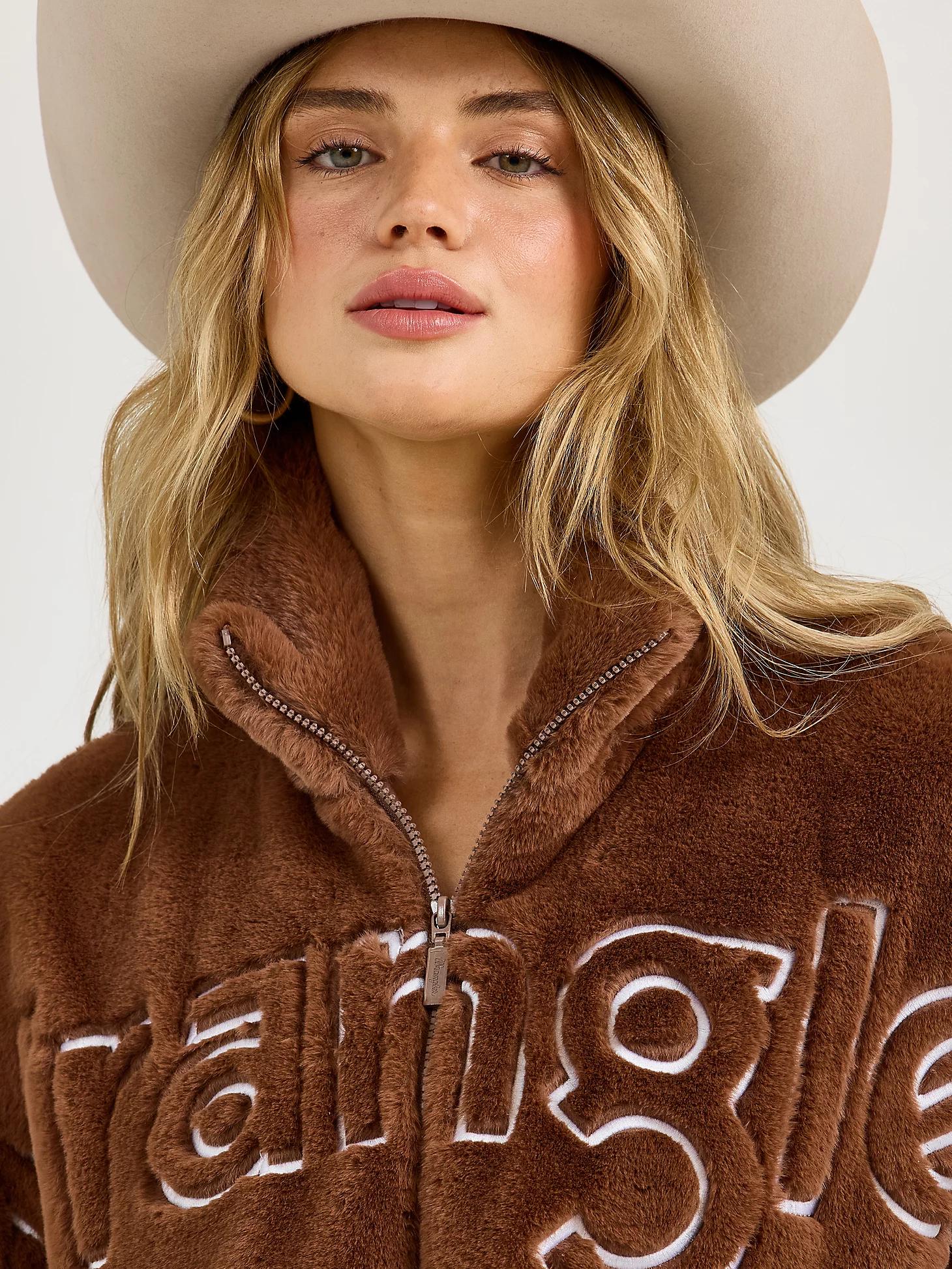 Women's Wrangler Logo Fuzzy Zip Jacket in Teddy Product Image