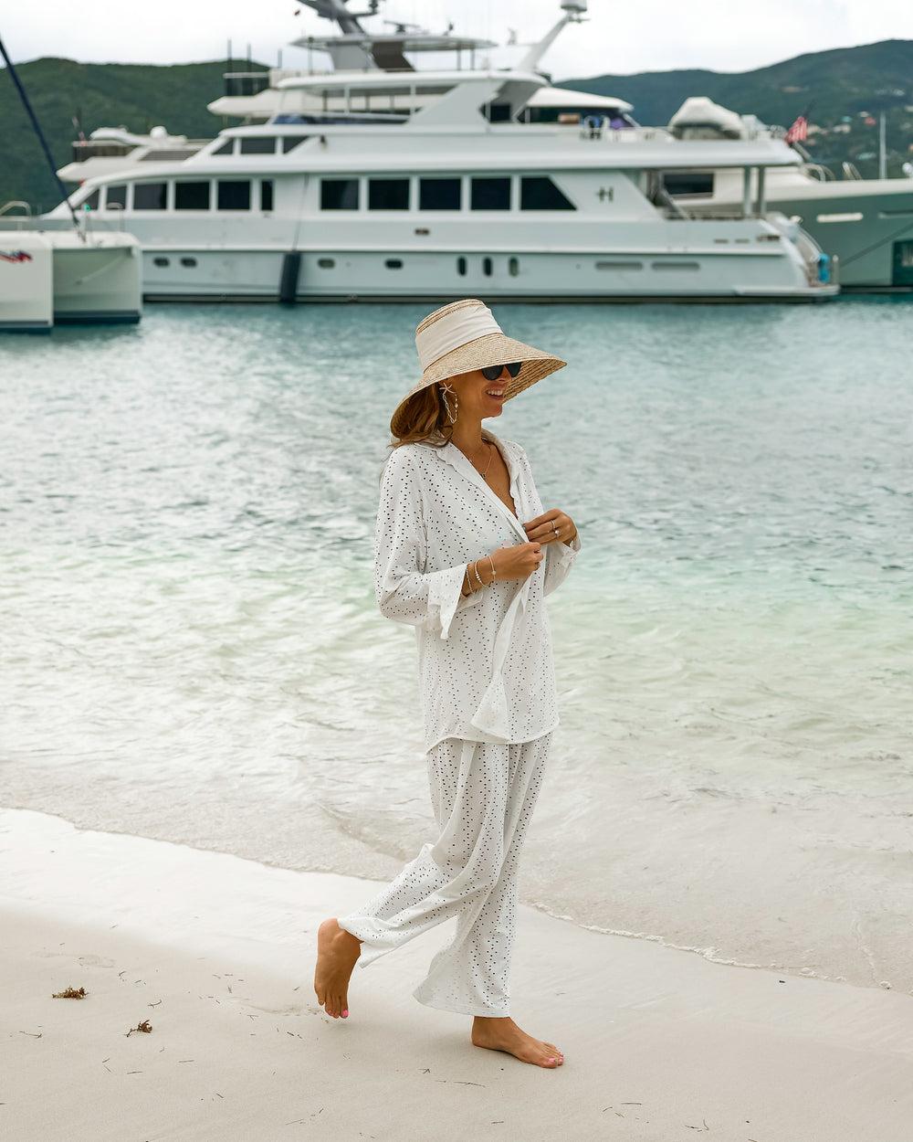 The Santorini - Luxe Eyelet Resort Shirt Product Image