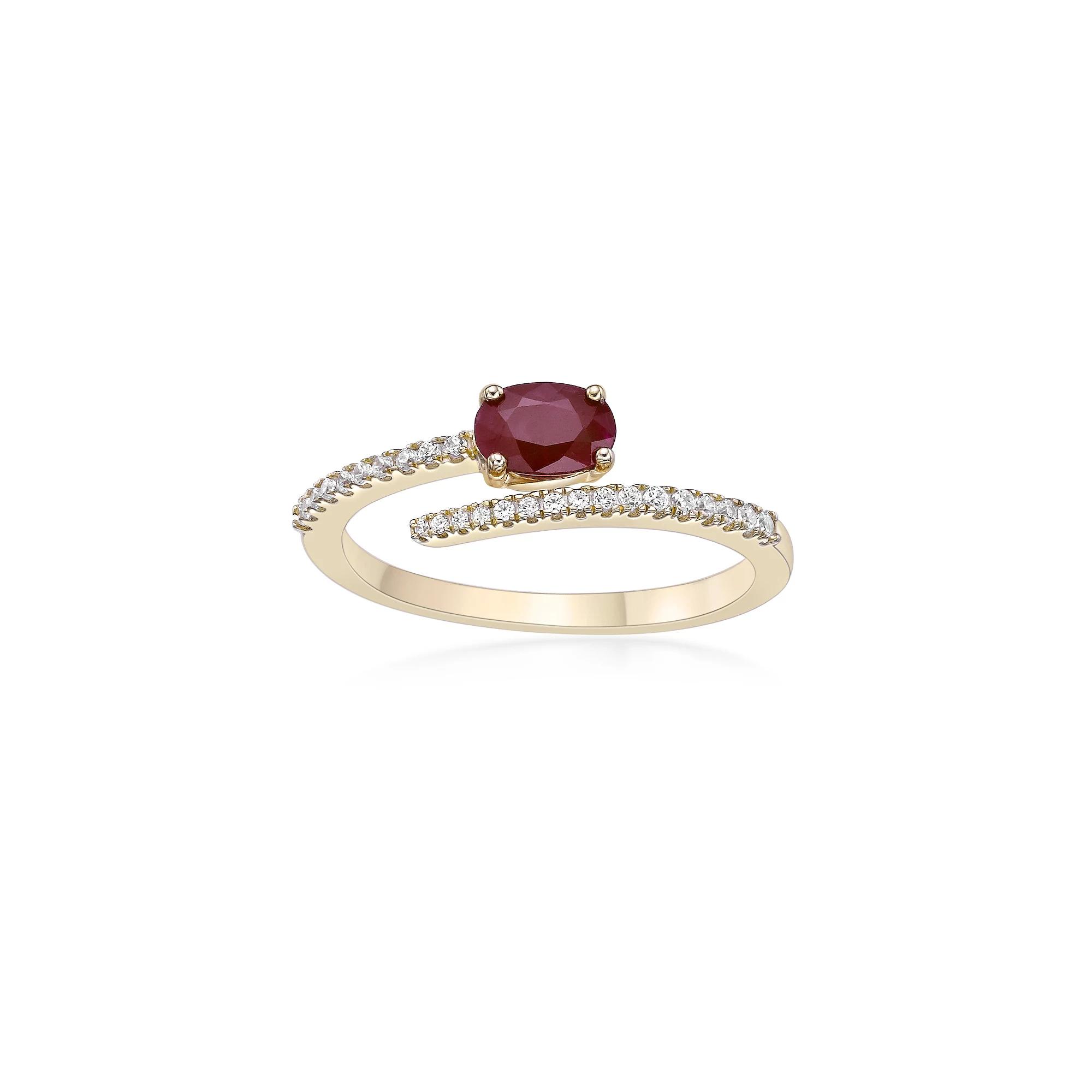 Gemminded 10k Gold Ruby & 1/8 Carat T.W. Diamond Ring, Womens Product Image