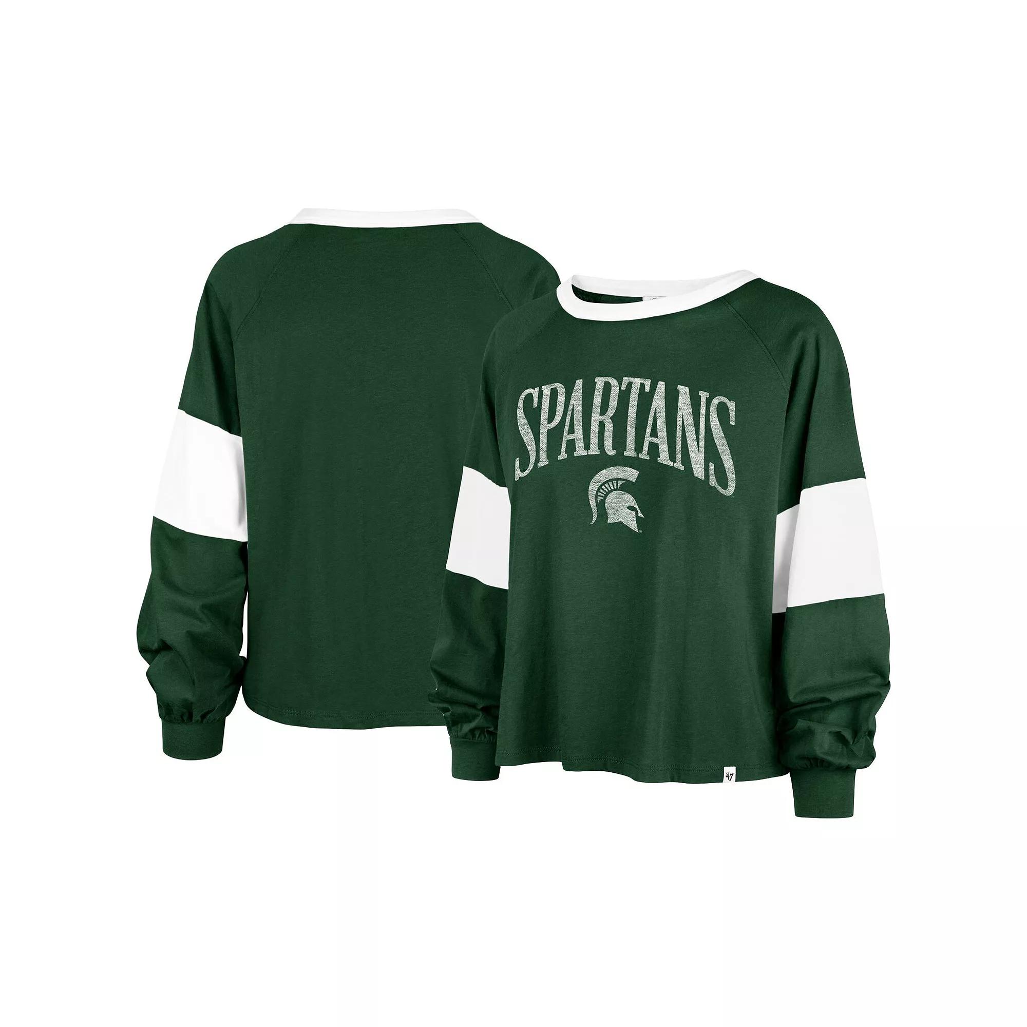 Women's '47 Navy North Carolina Tar Heels Upside Rhea Raglan Long Sleeve T-Shirt,  Product Image