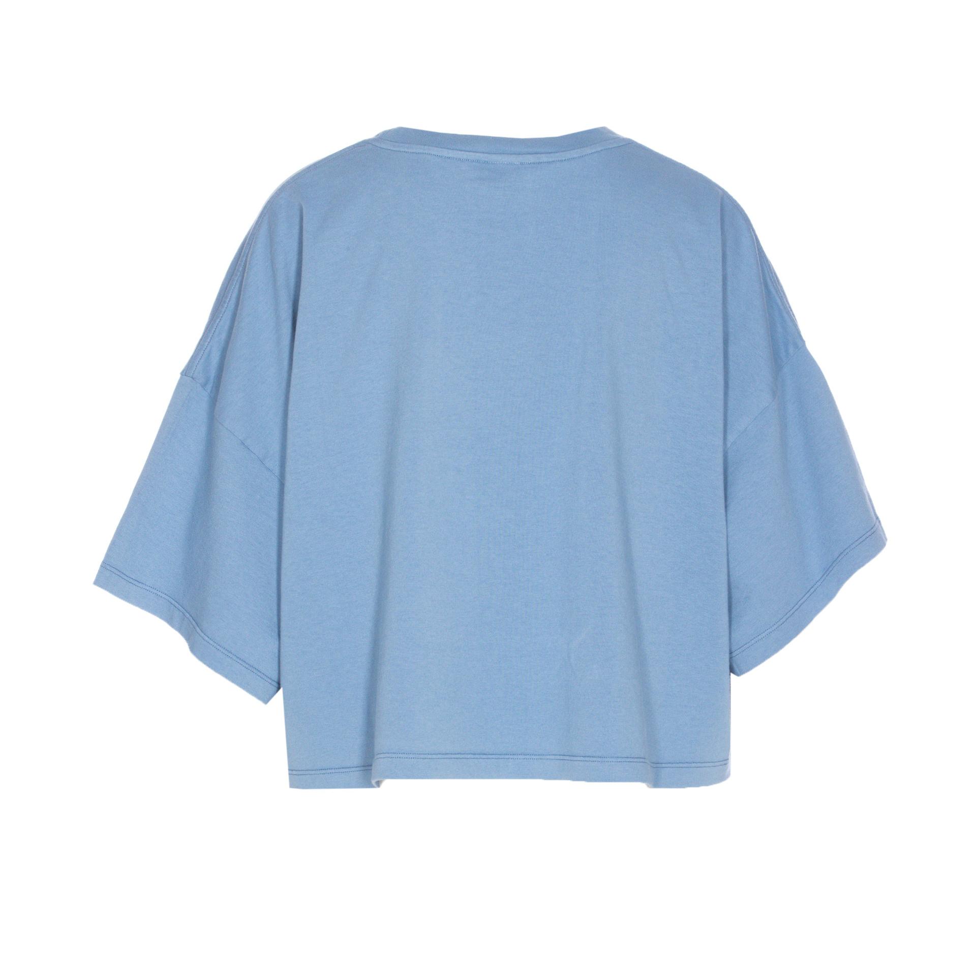 CHLOÉ Women Light Blue Jersey Cropped Logo T-shirt Product Image