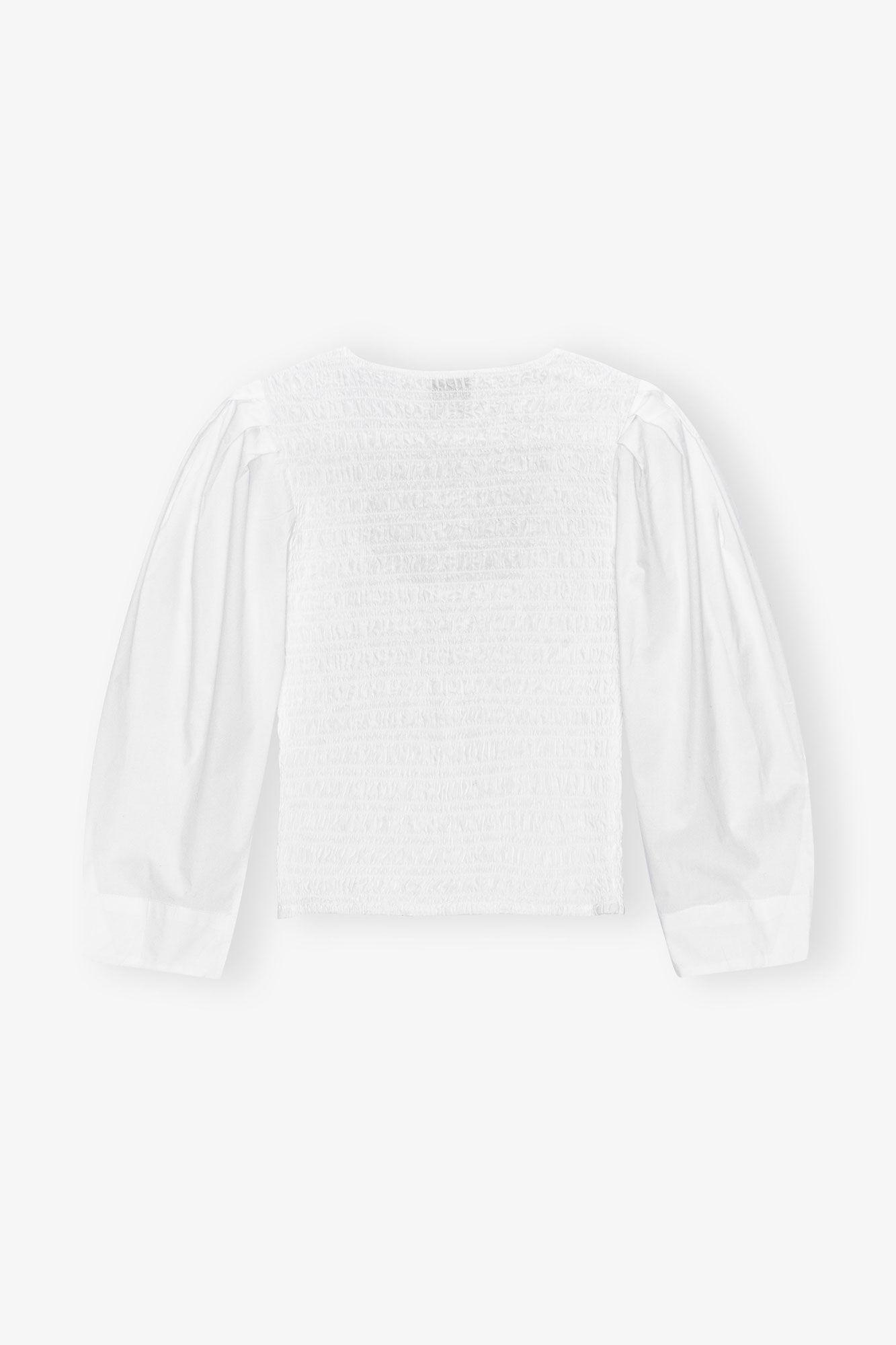 White Cotton Poplin Smock Blouse Product Image