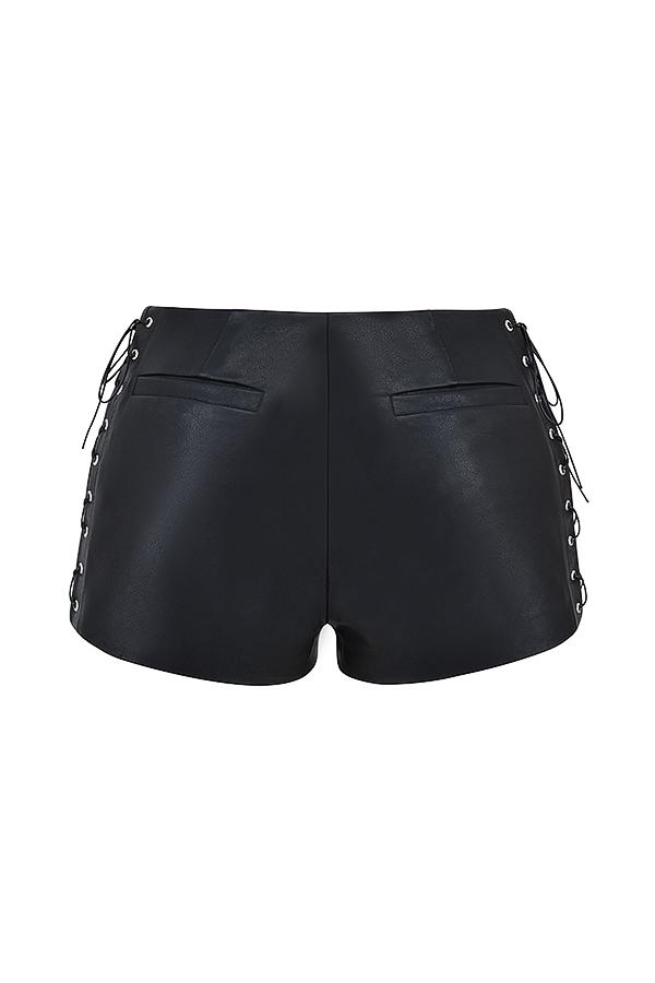 Azora  black vegan leather micro mini shorts - sale Product Image