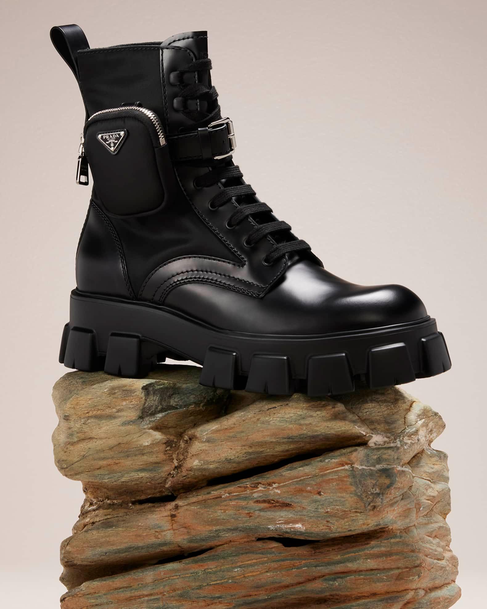 Men's Re-Nylon & Leather Zip Pocket Combat Boots Product Image