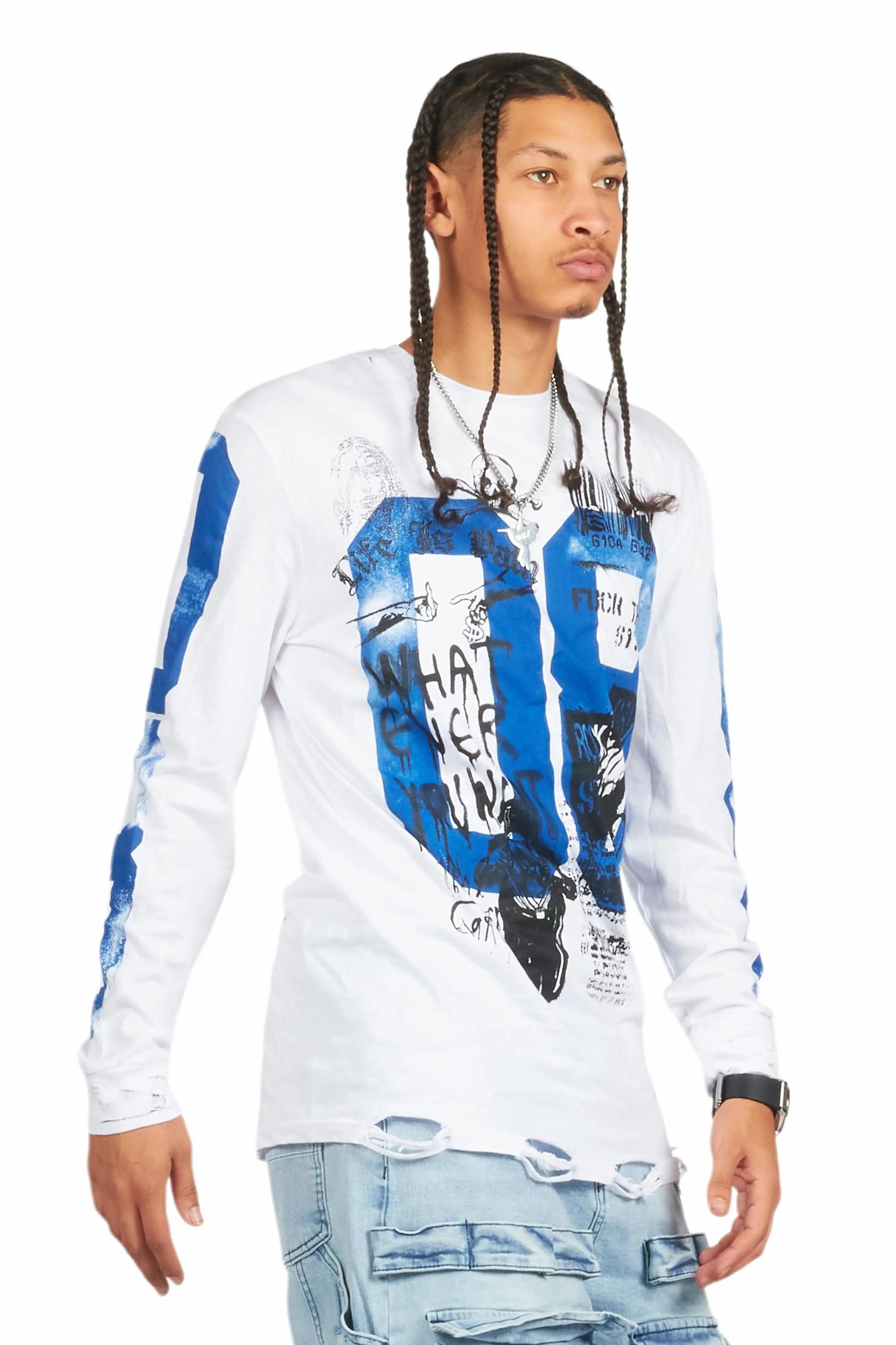 Grill White Long Sleeve Graphic T-Shirt Male Product Image