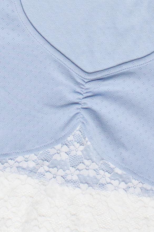 Lace Hem Pointelle Crop Tee Product Image