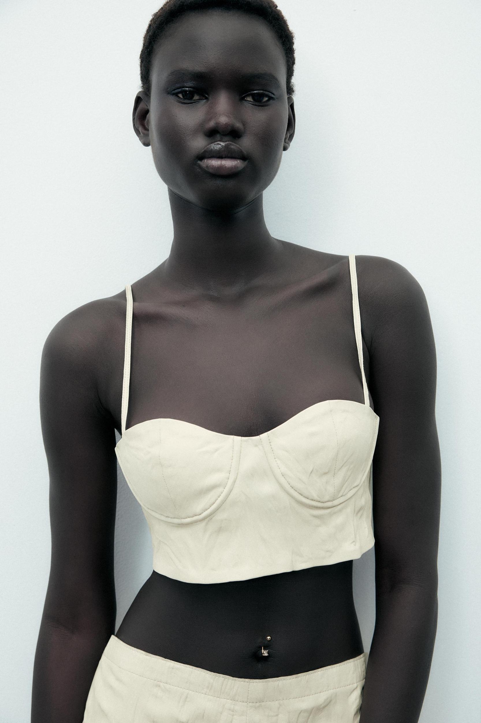 100% LEATHER RUCHED EFFECT CORSET TOP Product Image