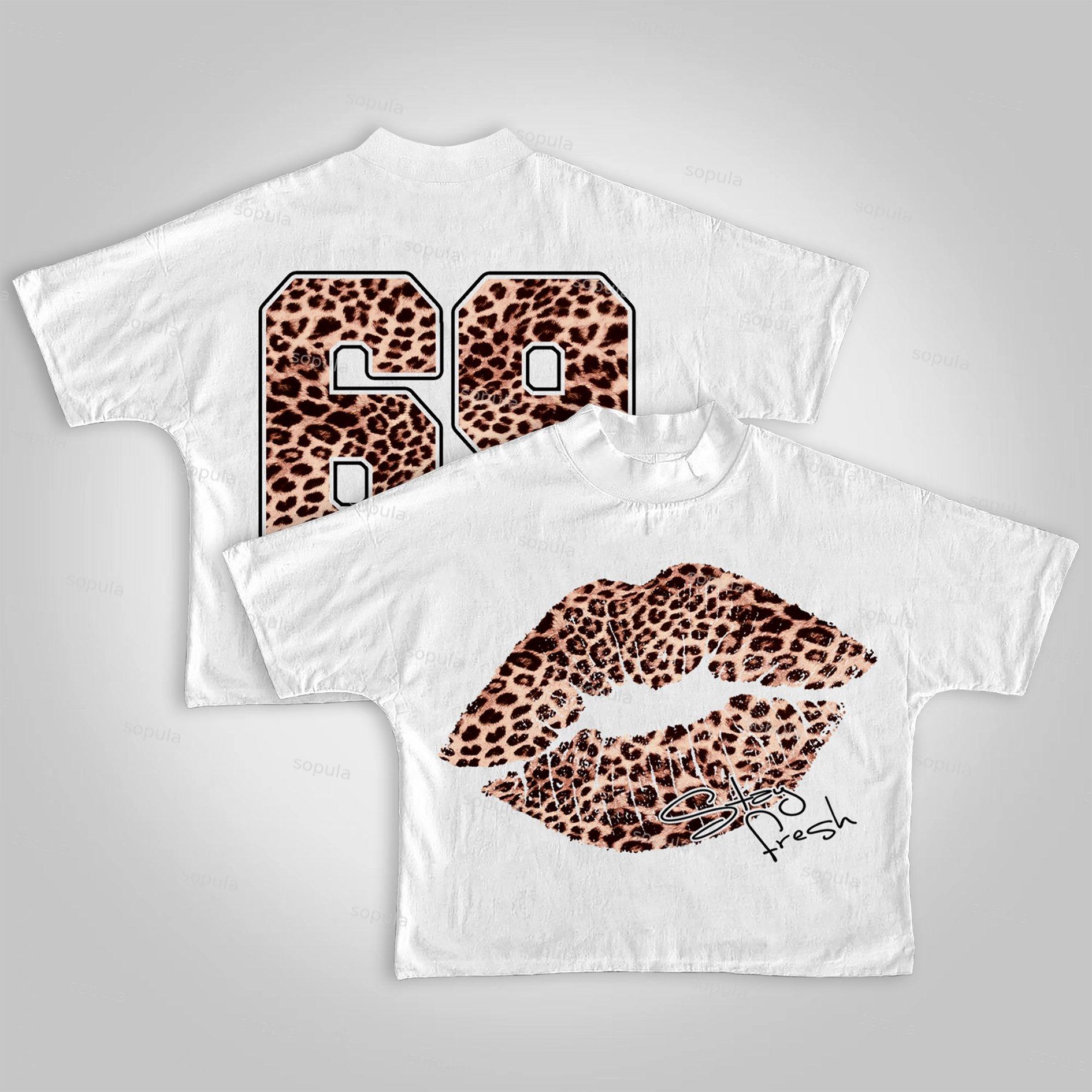 Sopula No. 69 Leopard Lips Graphic Cropped T-shirt Product Image