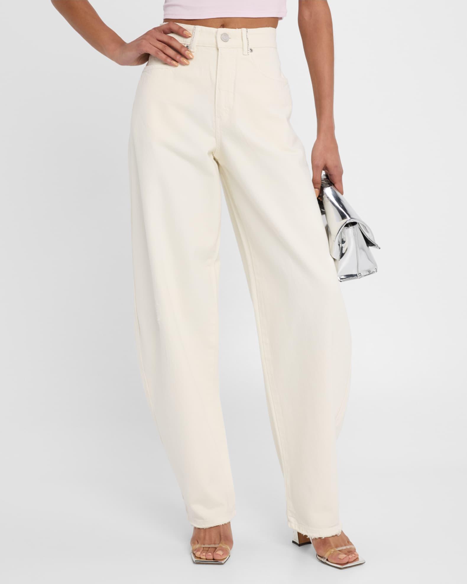 Rhinestone-Embellished Barrel Jeans Product Image