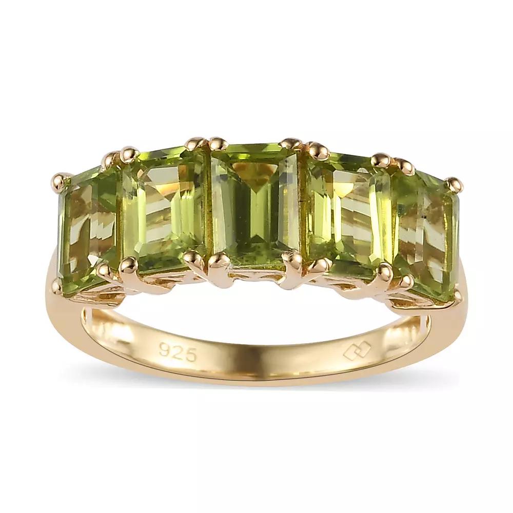 14k Gold Over Silver Natural Peridot Ring, Women's, Size: 6 Product Image