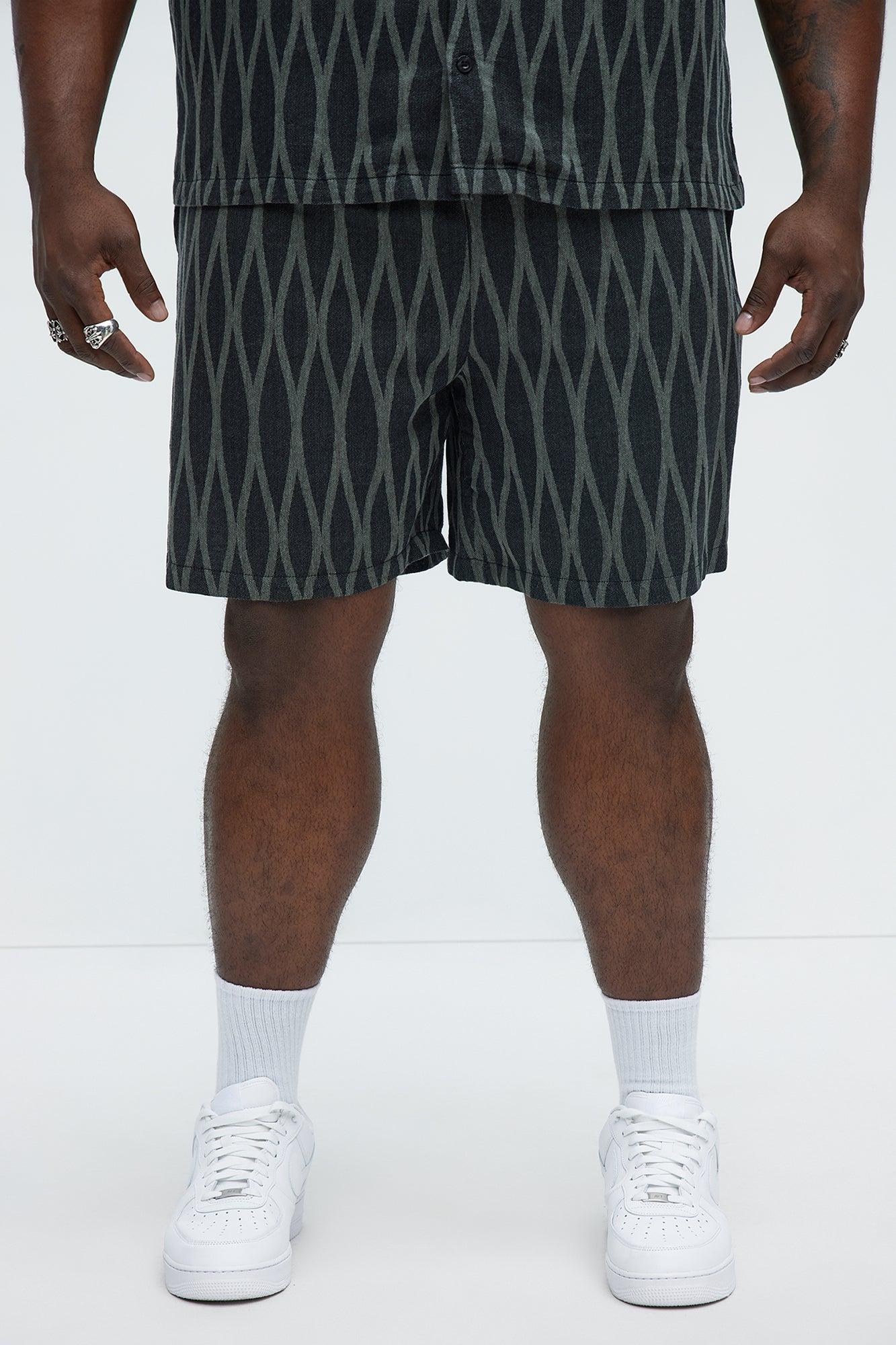 Waved Lines Cuban Collar Button Up Shirt - Black/combo Product Image